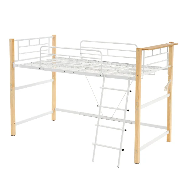 【高さ140cm】ロフトベッド パイプベッド シングル 耐荷重150kg システムベッド ロータイプ ミドルタイプ 棚 収納 北欧風 大人 一人暮らし ハンガーポール4本付属 送料無料 スチール 耐震 ベッド 子供部屋