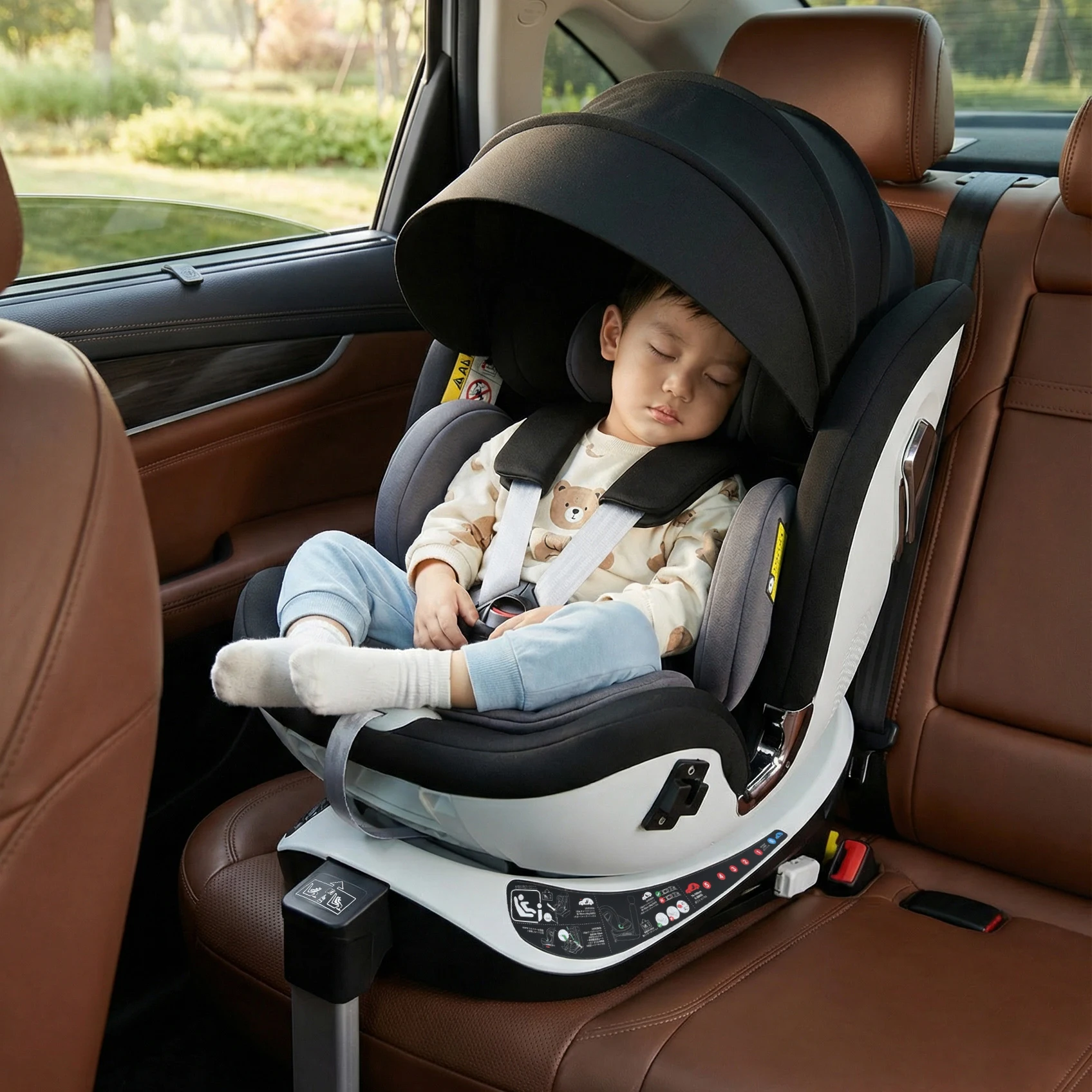 【サポートレッグ】【片手で回転】 新安全基準R129適合 チャイルドシート ISOFIX 360度回転 0-12歳頃 40~150cm キャノピー付き ジュニアシート 長く使える 洗える 取付簡単 キッズシート ベビーシート 出産祝い【グレー】