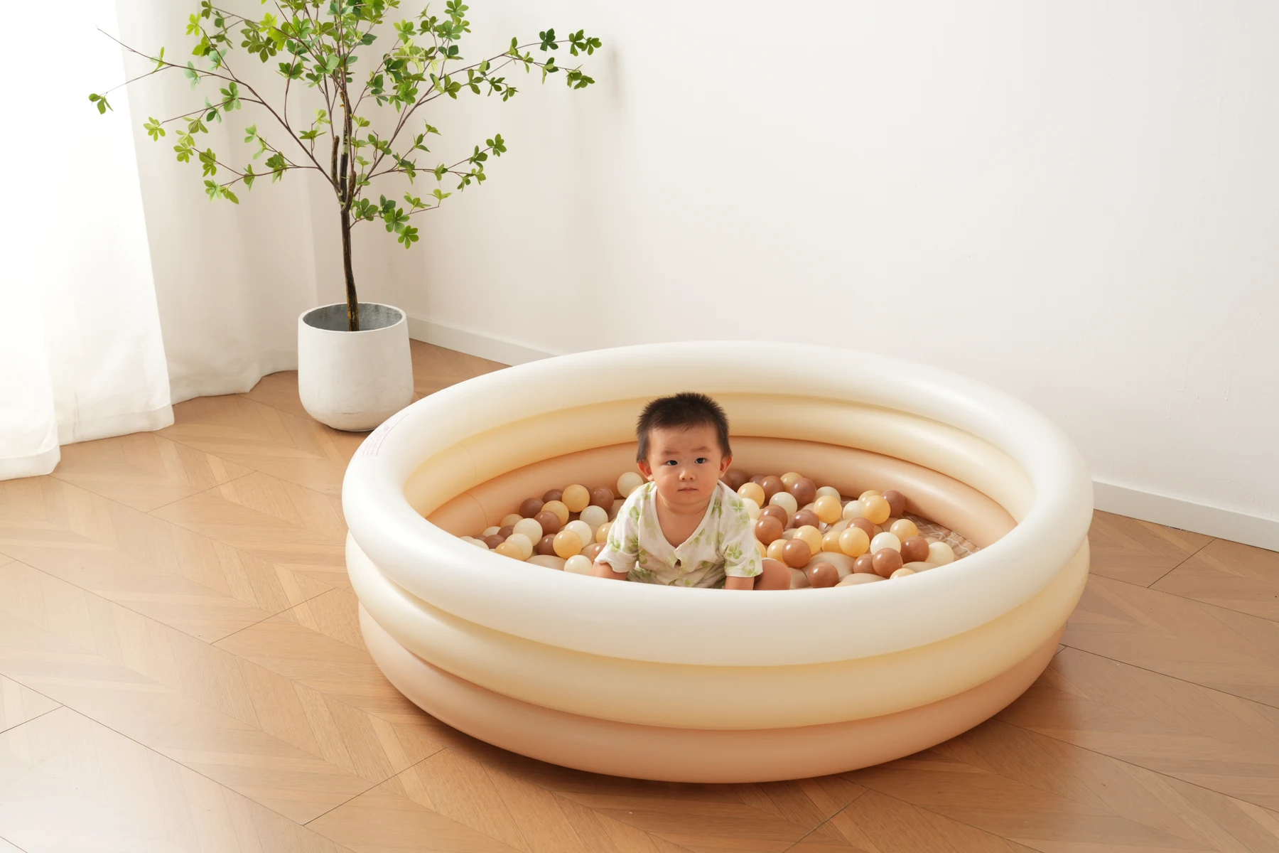 プール 122cm*33cm 空気入れ付き 簡単設置 省スペース収納 室内 室外 PVC素材 プールボールなし
