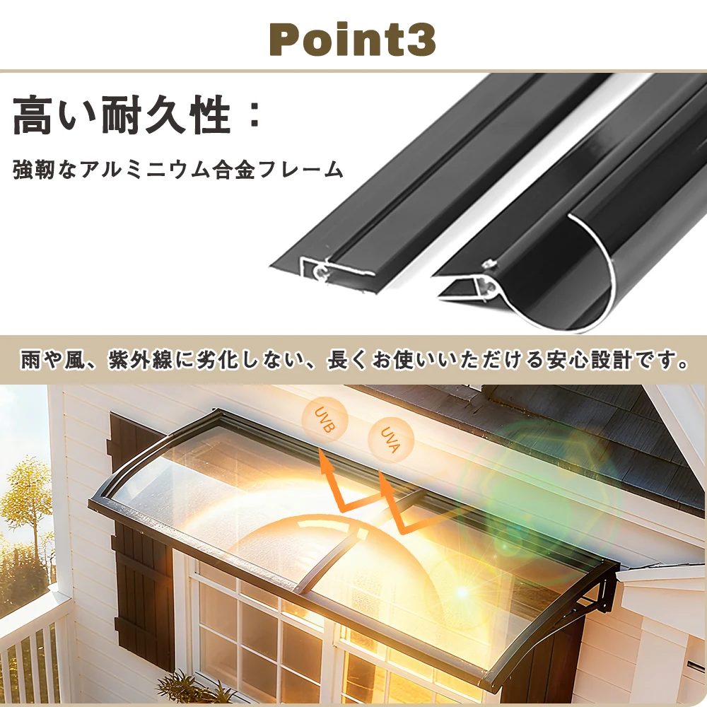 【TYPE A 64*123cm 茶色】雨よけ 屋根庇 雪対策 ひさし 組立が簡単 雨よけ 雪よけ テラス 玄関 梅雨対策 住宅用 パティオ日除け 後付け 雨雪パネルをミュート ブラケット付き キャノピー テラス サンシェッター