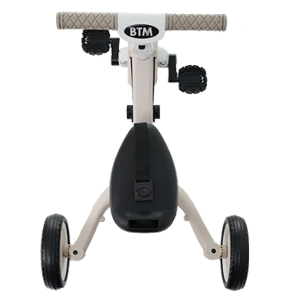 子供用三輪車 4in1 グレージュ 三輪車のりもの押し棒付き 自転車 おもちゃ 乗用玩具