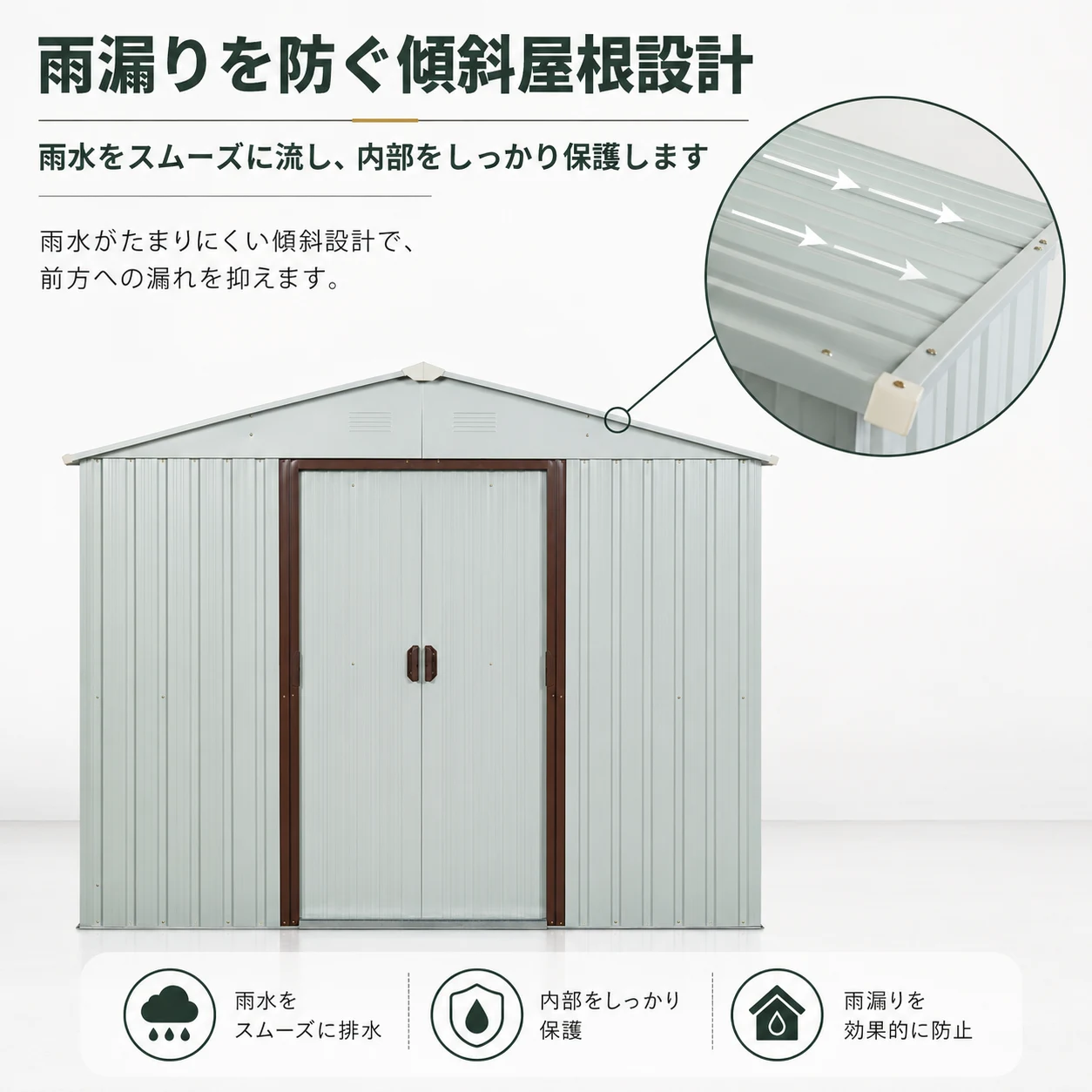 物置 屋外 戸外収納庫 スチール 幅194*奥行き131*高184 床材補強フレーム付 引き戸両開きタイプ 換気口付き 防さび ベランダ 防水 ガーデニング 庭