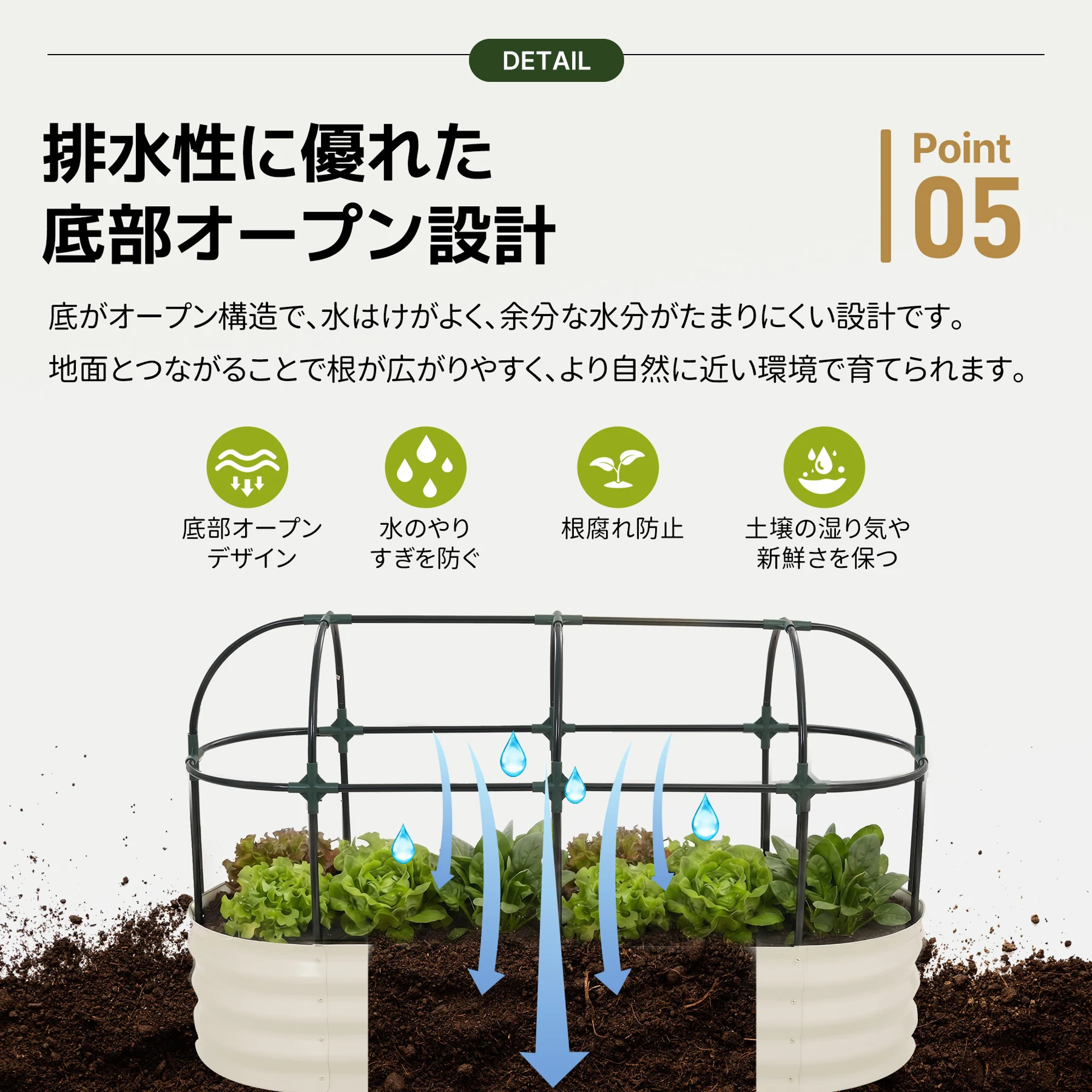 【Lサイズ-636L】レイズドベッド ガーデンベッド 防虫ネット付き L150*W60*H90cm 腐らない 庭 野菜 プランター 果物栽培用 ガーデンフレーム おしゃれ 組立簡単 ガーデンボックス 屋外 家庭菜園 DIY 野菜 植物 花 花園 家庭用【ホワイト】