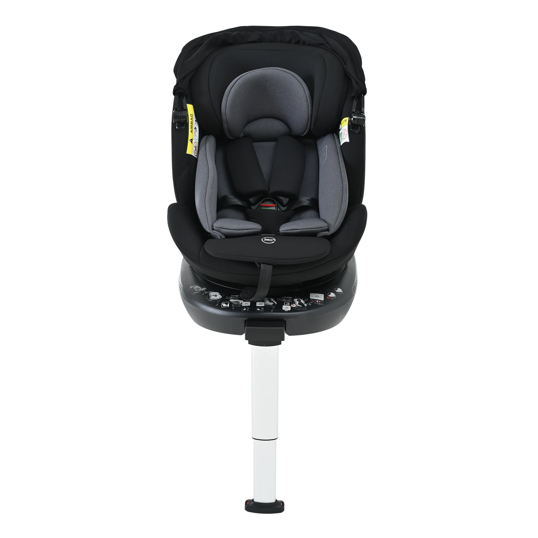 【サポートレッグ】新安全基準R129適合 チャイルドシート ISOFIX 360度回転 0-12歳頃 40~150cm 超広いサンシェード ジュニアシート 長く使える 洗える 取付簡単 キッズシート ベビーシート 出産祝い【ブラック+ダークグレー】