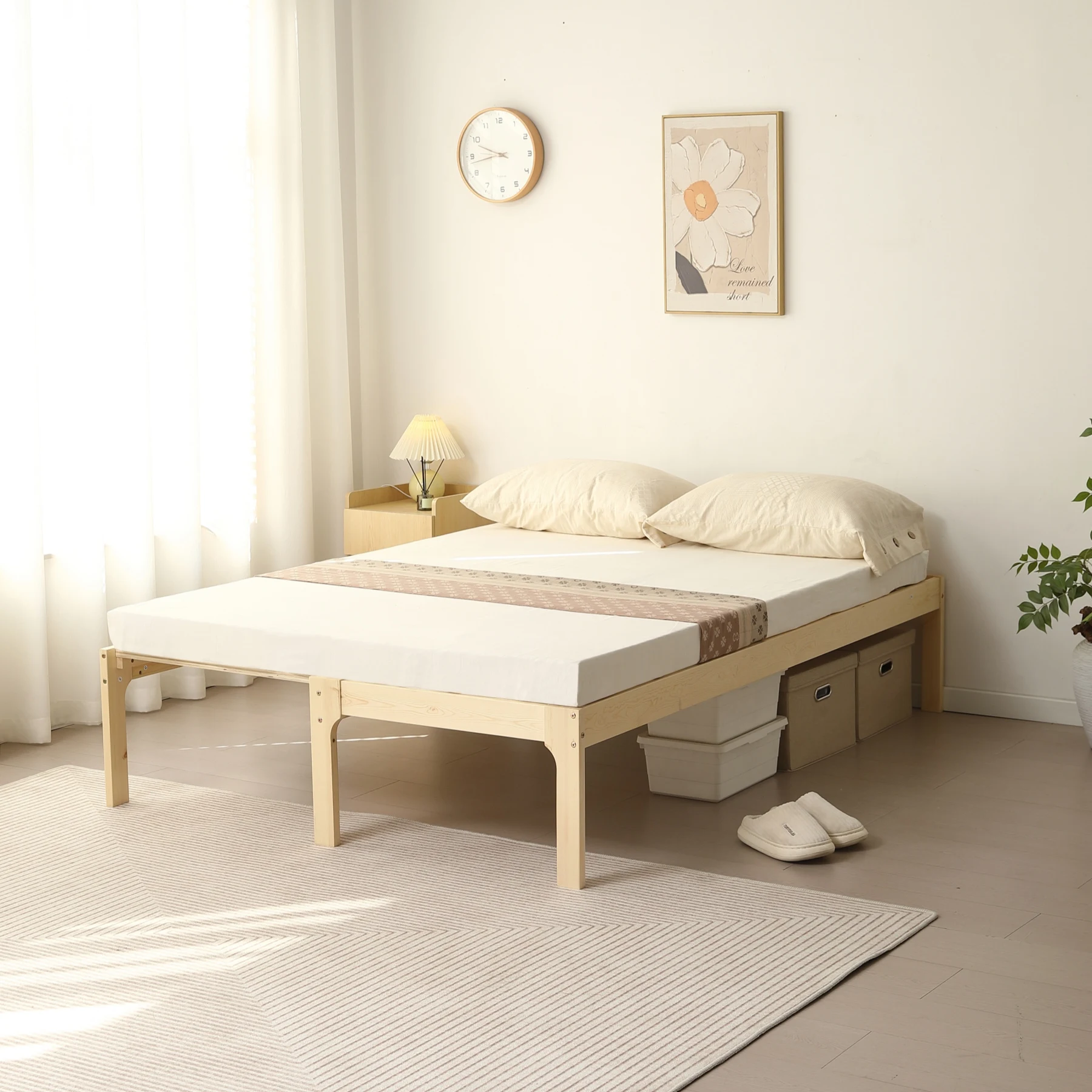 【幅140cm】ソファベッド ディベッド 木製 伸長式ベッド ダブル D 2way パイン材 フレームのみ すのこ シングル セミシングル セミダブル SS~D