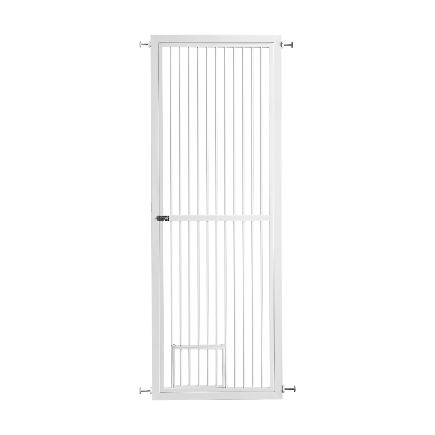 【猫ドア付き】高さ170cm ほぼ完成品 ペット 脱走防止 ドア ケージ 留守番 保護 ネコ 柵 フェンス 脱走防止 猫用 多頭飼い 多頭 スチール ペットケージ 新生活【ホワイト】