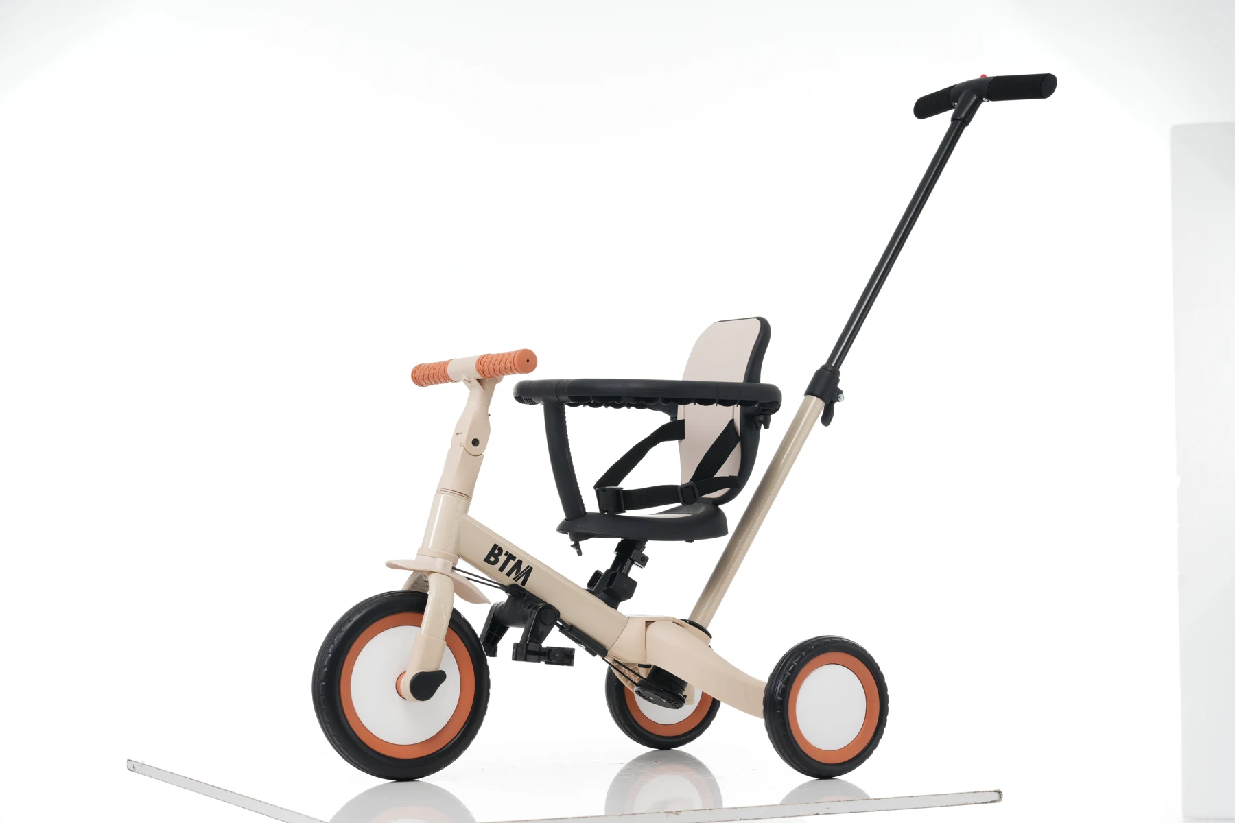 【ブルー】子供用三輪車 5in1 自転車 オリジナル 押し棒付き 安全バー付き サンシェード付き
