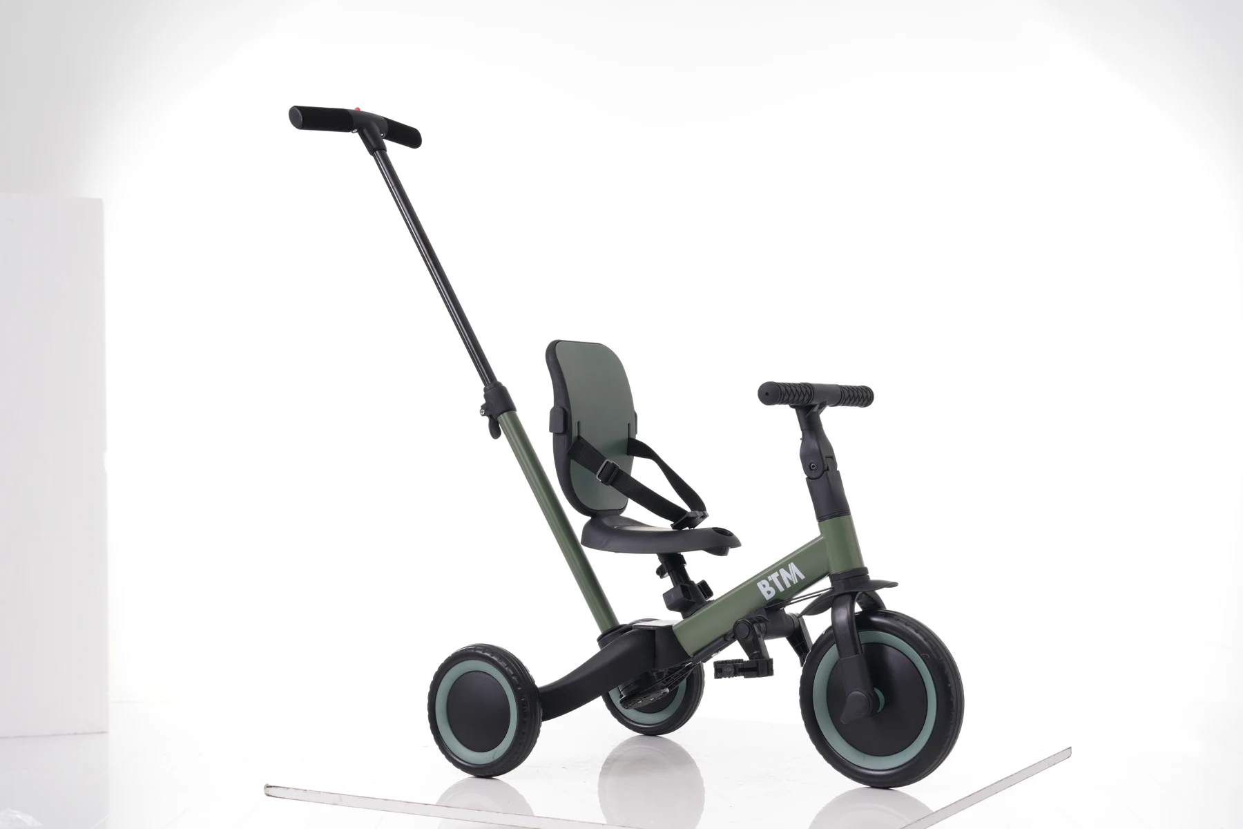 【ブルー】子供用三輪車 5in1 自転車 オリジナル 押し棒付き 安全バー付き サンシェード付き