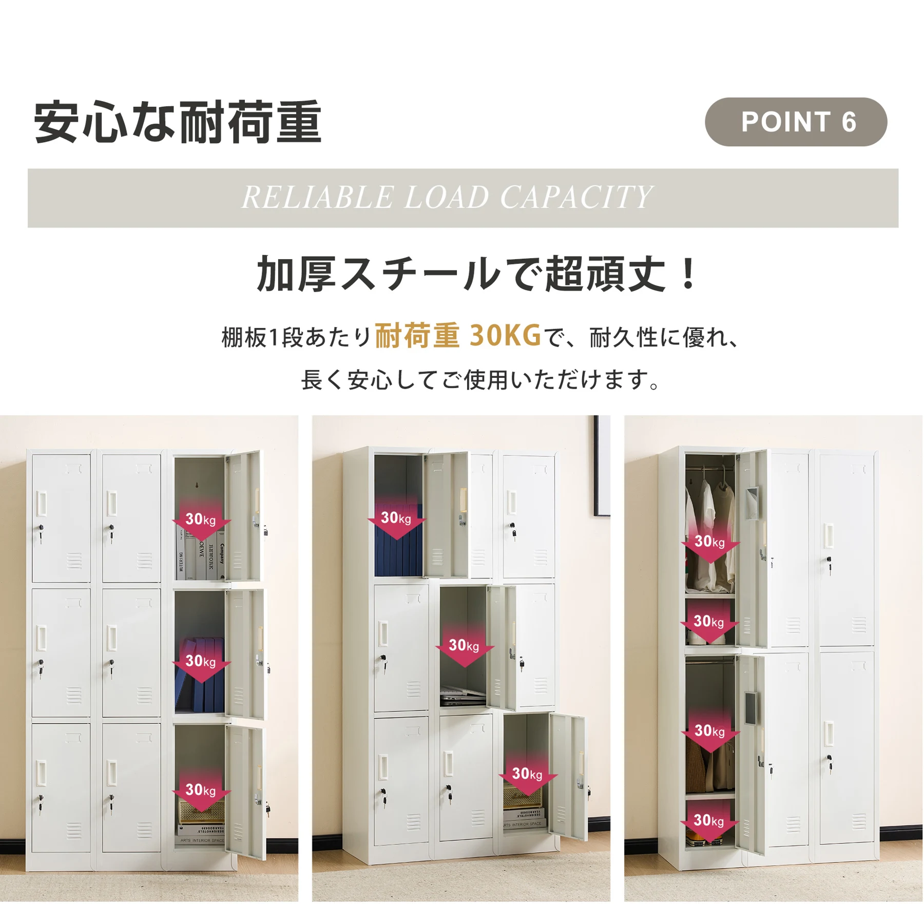 ロッカー おしゃれ スチールロッカー 9人用 ホワイト 鍵付き スペアキー付 スチール製 収納 オフィス 事務所 会社 業務用 スリム かぎ付き 更衣ロッカー オフィスロッカー キャビネット オフィス用品 白