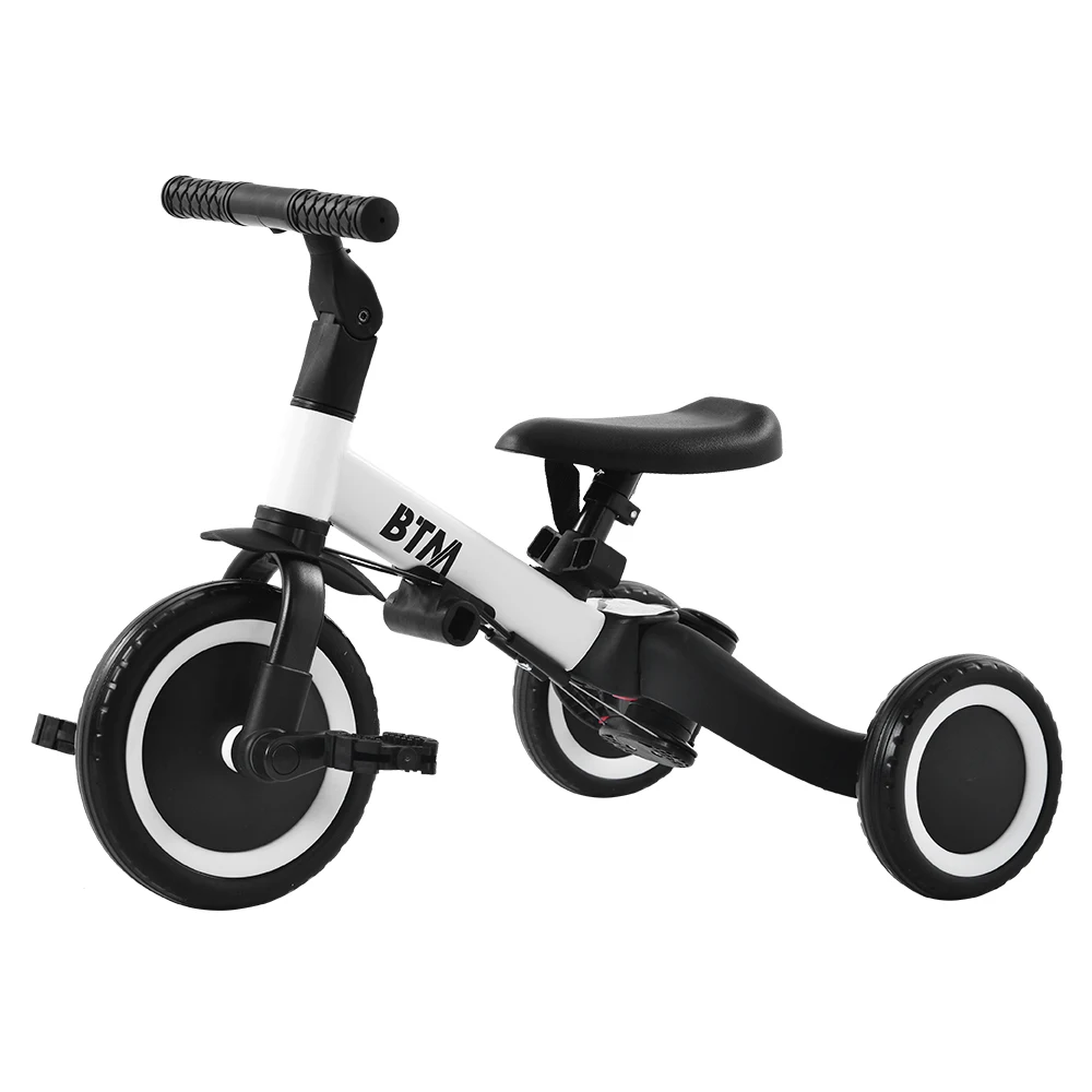 子供用三輪車 ピンク 4in1 三輪車のりもの 押し棒付き 自転車 おもちゃ 乗用玩具