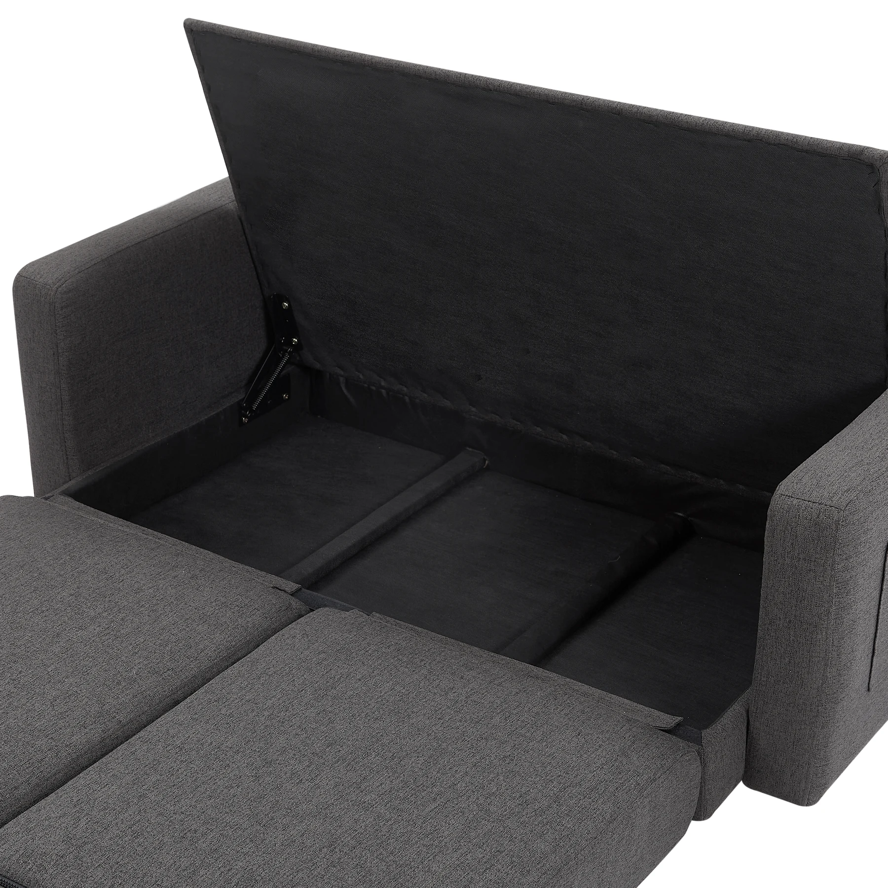 2 seater sofa ソファ 2人掛け 収納付き ファブリック 両側に肘掛け付き 木脚外し可能 ローソファ コンパクト ひとり暮らし カウチソファー