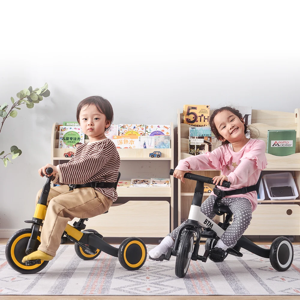 子供用三輪車 ピンク 4in1 三輪車のりもの 押し棒付き 自転車 おもちゃ 乗用玩具