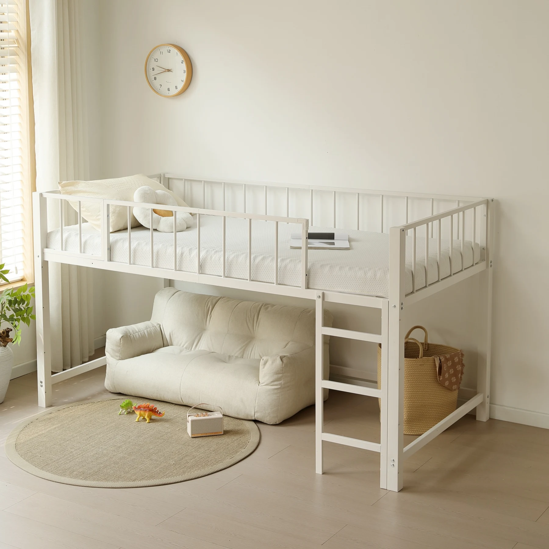 ロフトベッド パイプベッド シングル 高さ110cm ロフトベッド ロータイプ 左右入れ替え 子供ベッド シングルベッド 下収納 ロフト ベッド 省スペース スチール