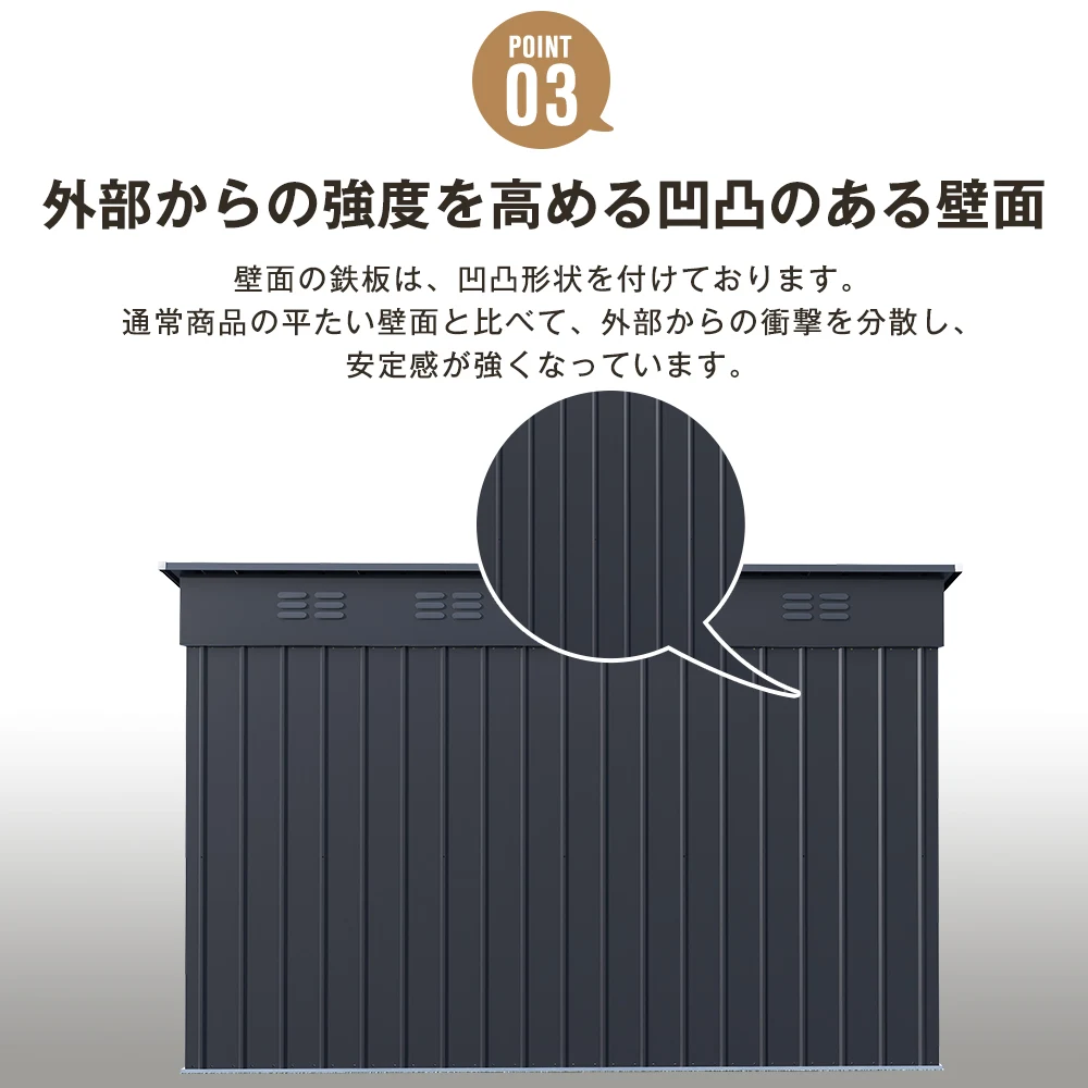 物置 屋外 大型 倉庫 大型物置 戸外収納庫 物置 防水/耐侯 収納可能 ガーデン/庭/田畑/農場 頑丈 大容量 スチール 両開きドア 換気口付き 床なし