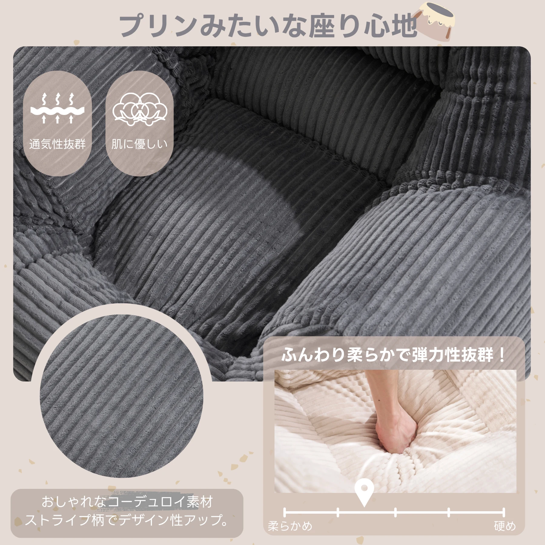 【単品】フロアソファー 1人掛けソファ 座椅子 圧縮梱包 シンプル フロアソファー 座る 可愛い外観 実用性 コンパクト 包まれる感じ コスパ最高 耐荷重150kg ふわふわ感 圧力分散 コンパクト 一人暮らし ミニサイズ プリンみたいな感じ ベルベット