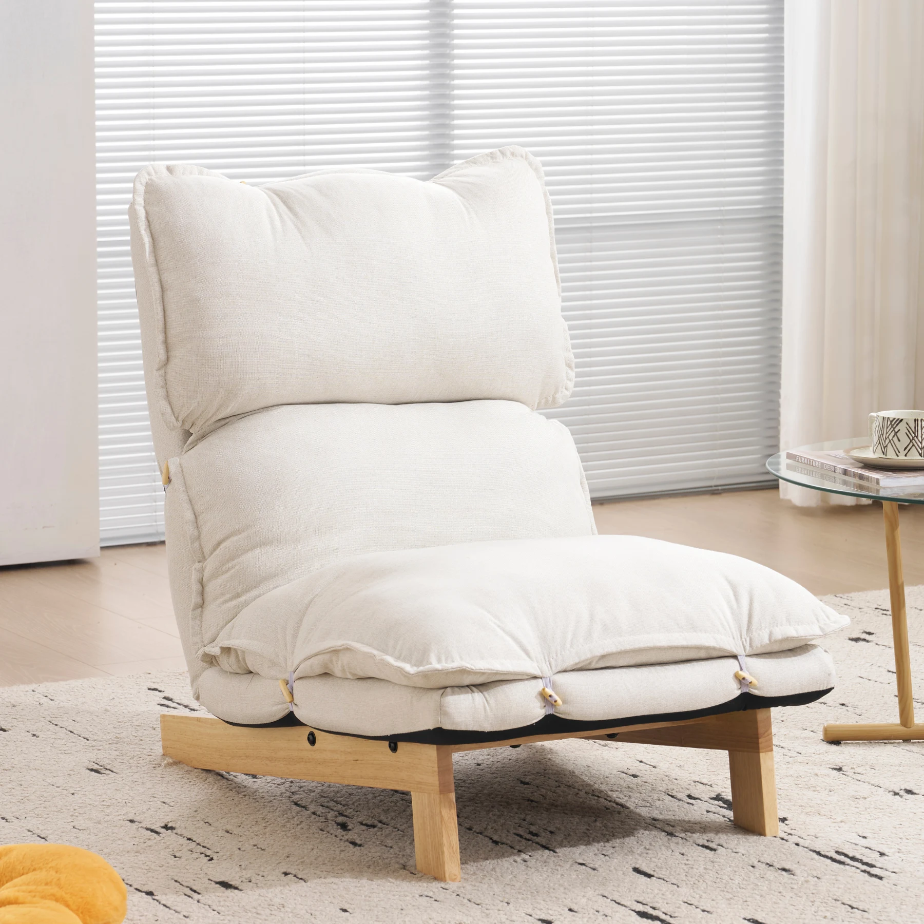 座椅子 ソファー ソファーベッド 背もたれ5段調整可能 4WAY 1人掛け シンプル 折りたたみ フロアソファー 寝る 座る 可愛い外観 実用性 コンパクト ふわふわ 一人暮らし コンパクト おしゃれ 取り外し可能な底部フレーム 耐荷重150kg 三角安定構造