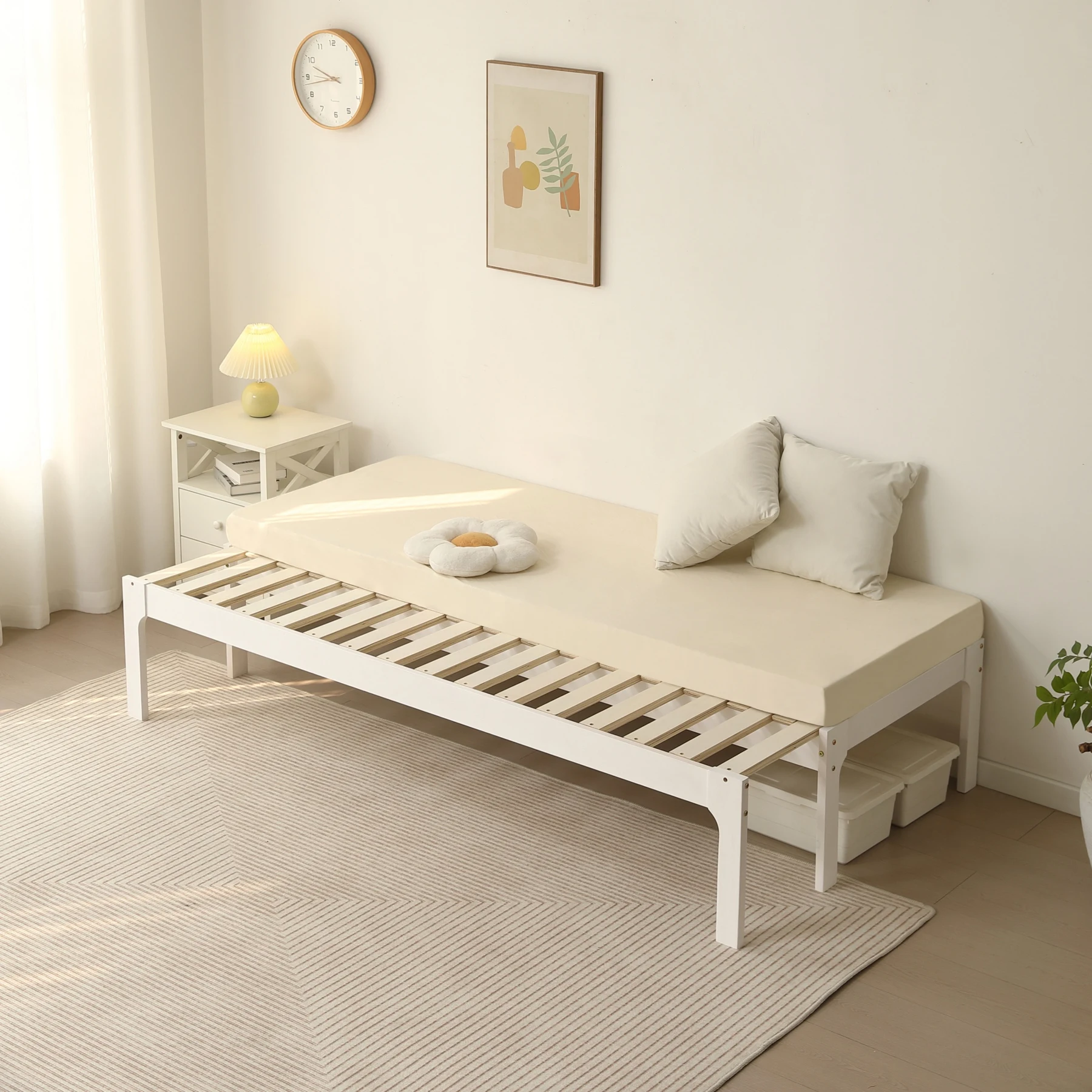 【幅140cm】ソファベッド ディベッド 木製 伸長式ベッド ダブル D 2way パイン材 フレームのみ すのこ シングル セミシングル セミダブル SS~D