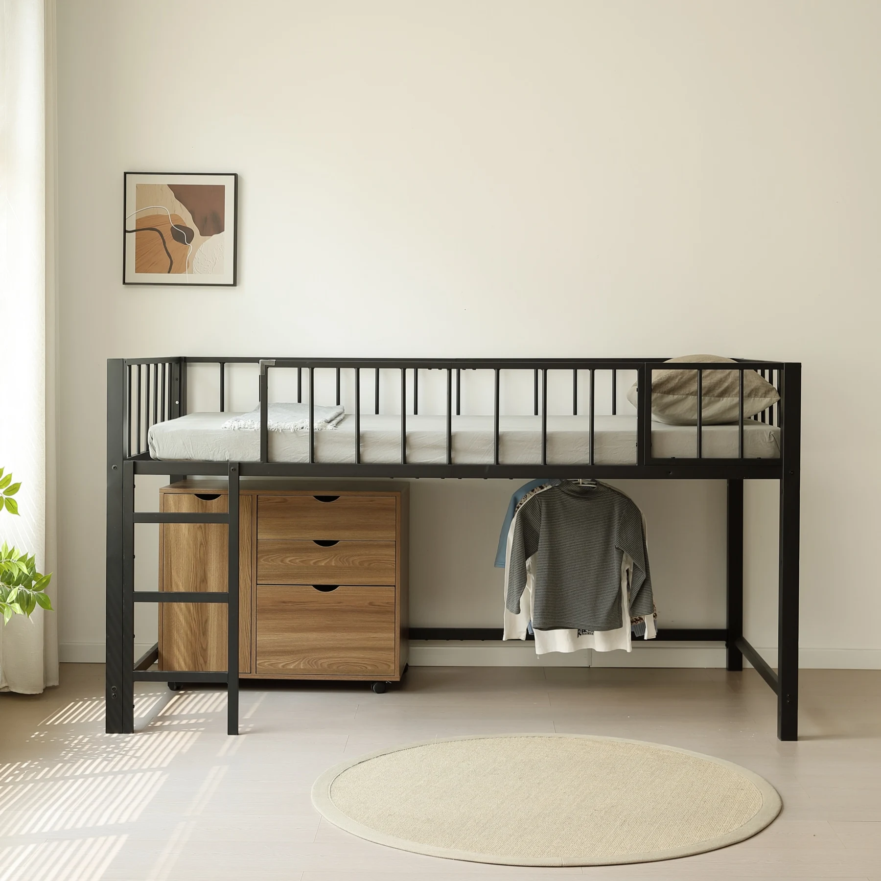 ロフトベッド パイプベッド シングル 高さ110cm ロフトベッド ロータイプ 左右入れ替え 子供ベッド シングルベッド 下収納 ロフト ベッド 省スペース スチール