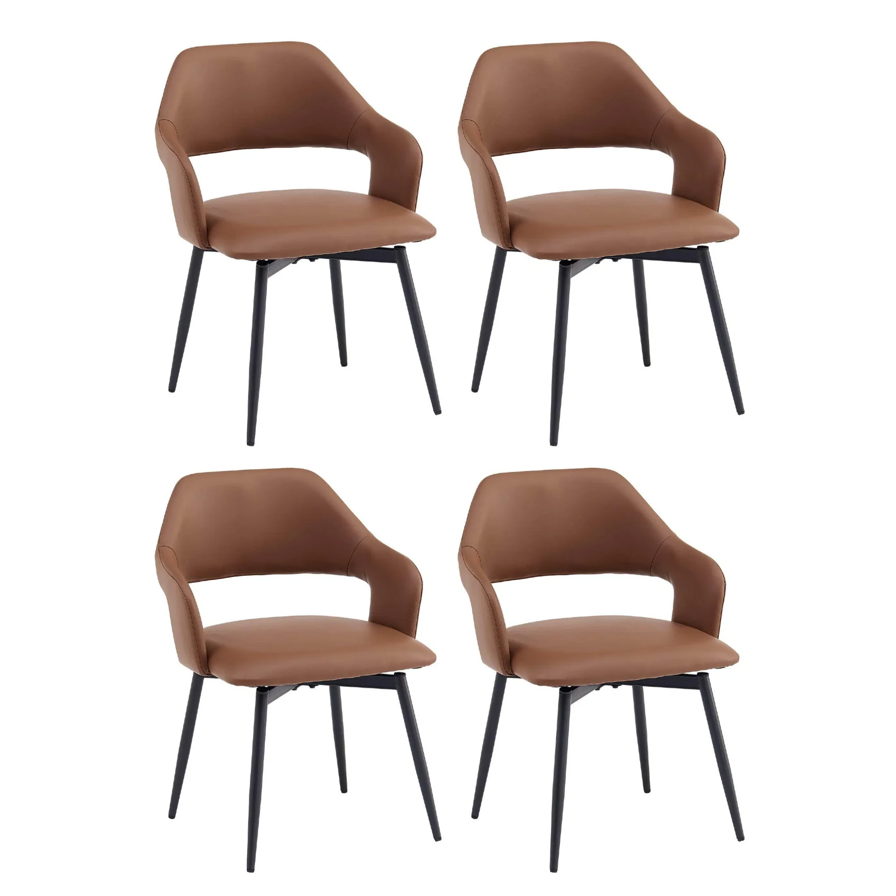 【set品】ダイニングテーブルセット 食卓テーブル チェア 4脚 4人掛け 5点セット 幅140cm 波の形 360度回転可能な座面 クッション座面 PUレザー お掃除ロボット対応 肘付き スチール脚 耐熱 耐水 お手入れ簡単 組み立て簡単 シンプル コンパクト おしゃれ シンプル ハーフアーム 頑丈 イス 4人用 2人用