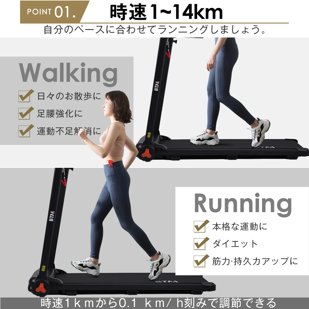 電動ランニングマシン ルームランナー MAX14km/h フィットネスマシーン 心拍数計測 ダイエット器具 有酸素運動 静音 折りたたみ 薄型 傾斜角度2段調節 家庭用 トレッドミル エクササイズ