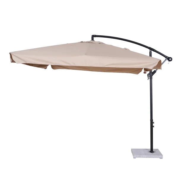 直径250cm 30+UPF紫外線 360度回転 対策角度調整 専用ベース付き パラソル ガーデンパラソル 大型 ビーチパラソル ガーデニング 庭 キャンプ 日傘 家庭での使用 商業利用 海辺 プール 海の家【ベージュ】