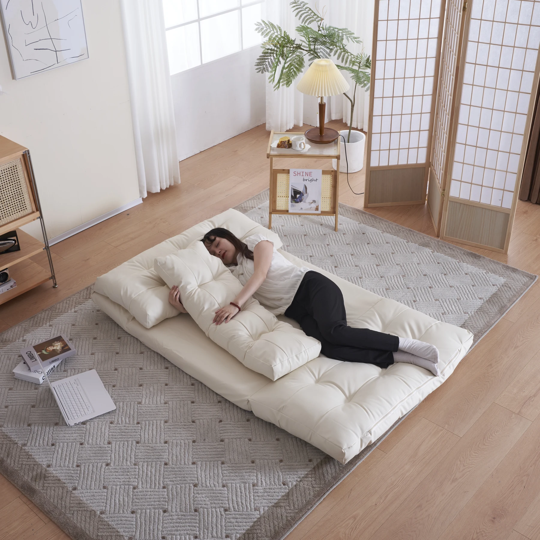 ソファーベッド ソファベッド ローソファー 2人掛け マルチに使える3WAY 幅108cm 6段階リクライニング クッション付き 座椅子 1人掛け 2人掛け ソファ 折りたたみ 折り畳み コンパクト 折りたたみベッド