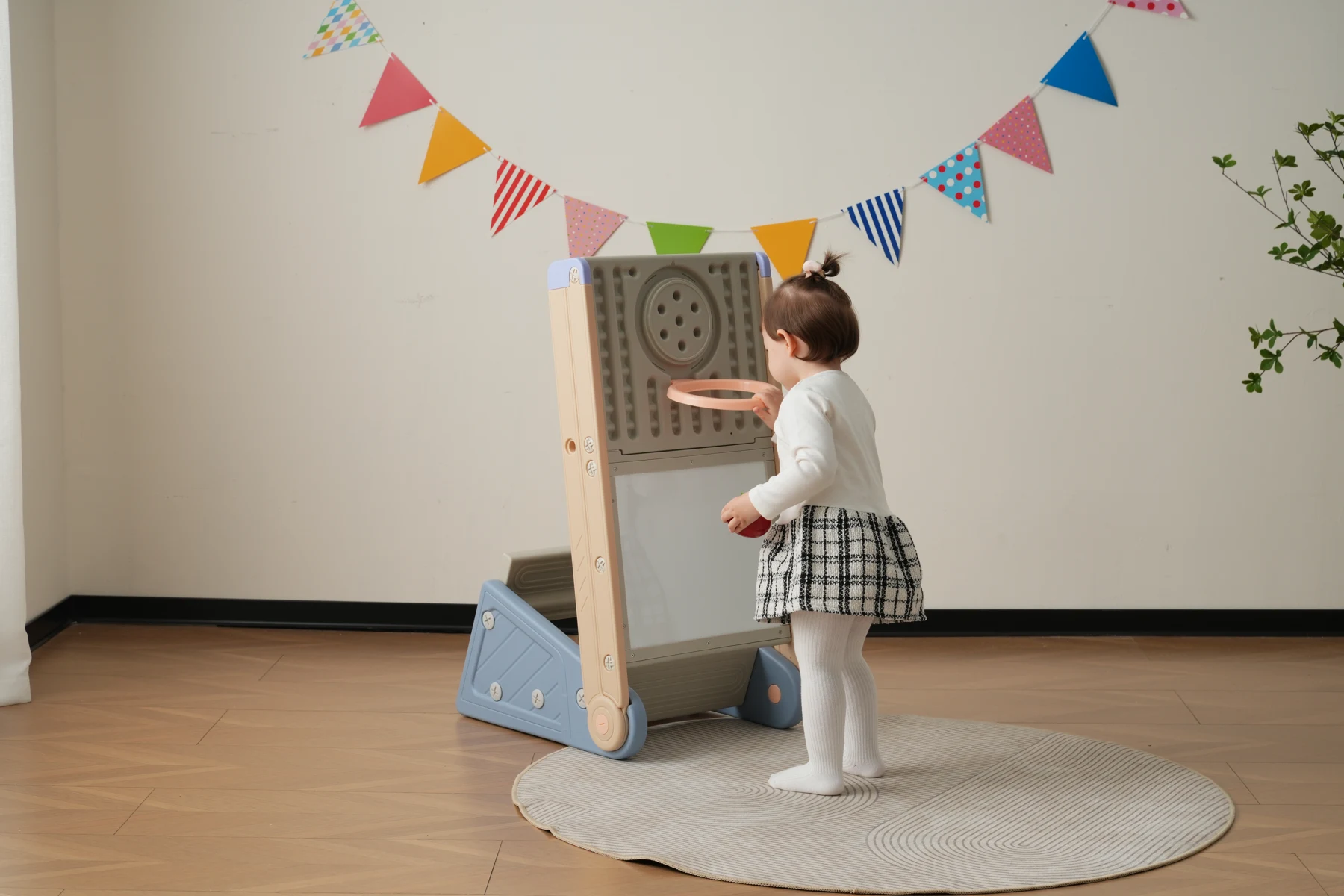 すべり台 76cm 滑り台 4in1 コンパクト スライダー お絵描きボード バスケットゴール 段ステップ室内 室外 室内遊具 屋外遊具