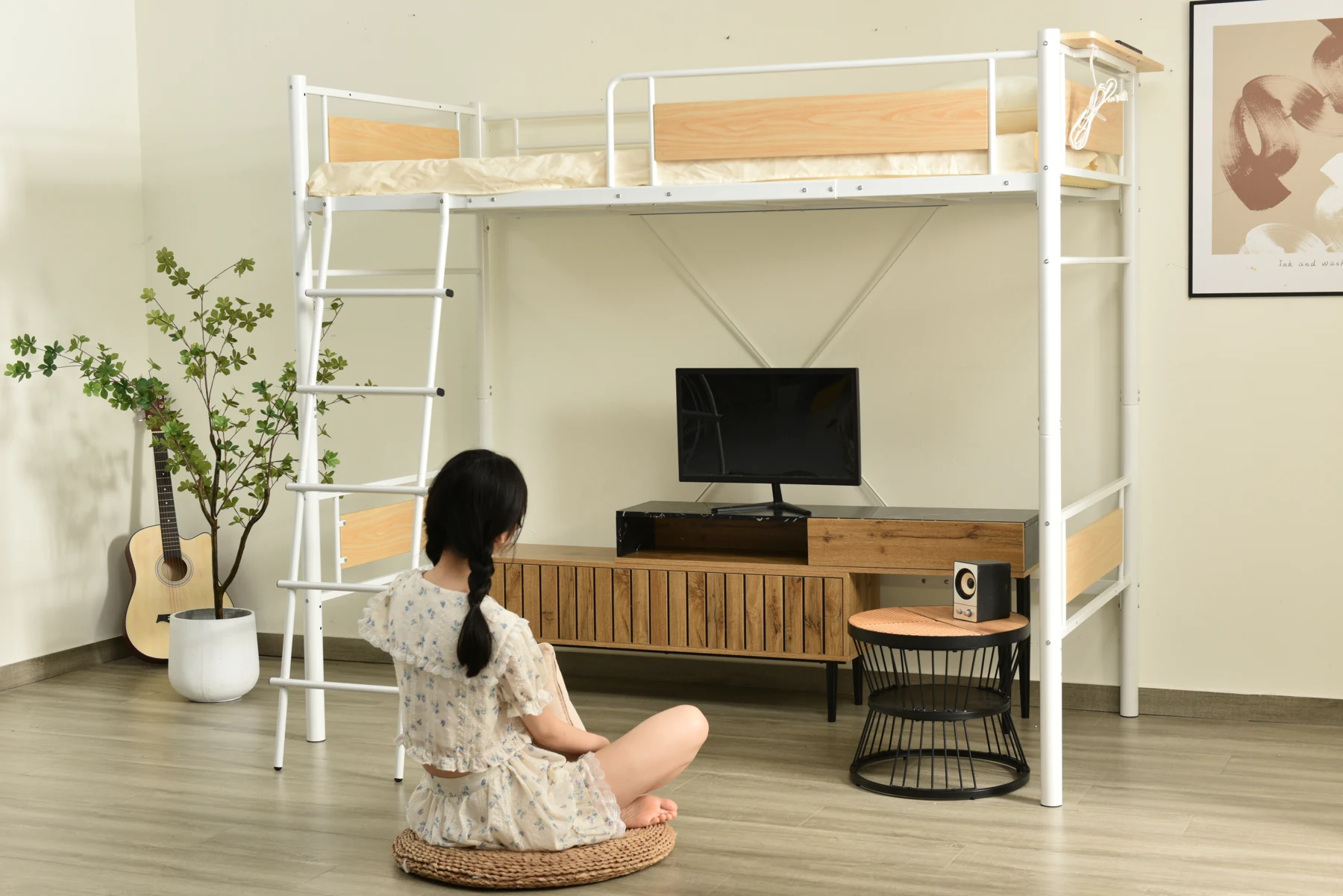 【/N509SA194221B】システムベット ロフトベッド 宮 シングル コンセント付き 耐荷重150kg 高さ180cm 北欧風 子供ベッド 大人ベッド 一人暮らし 子供部屋スチール 耐震 ベッド パイプベッド