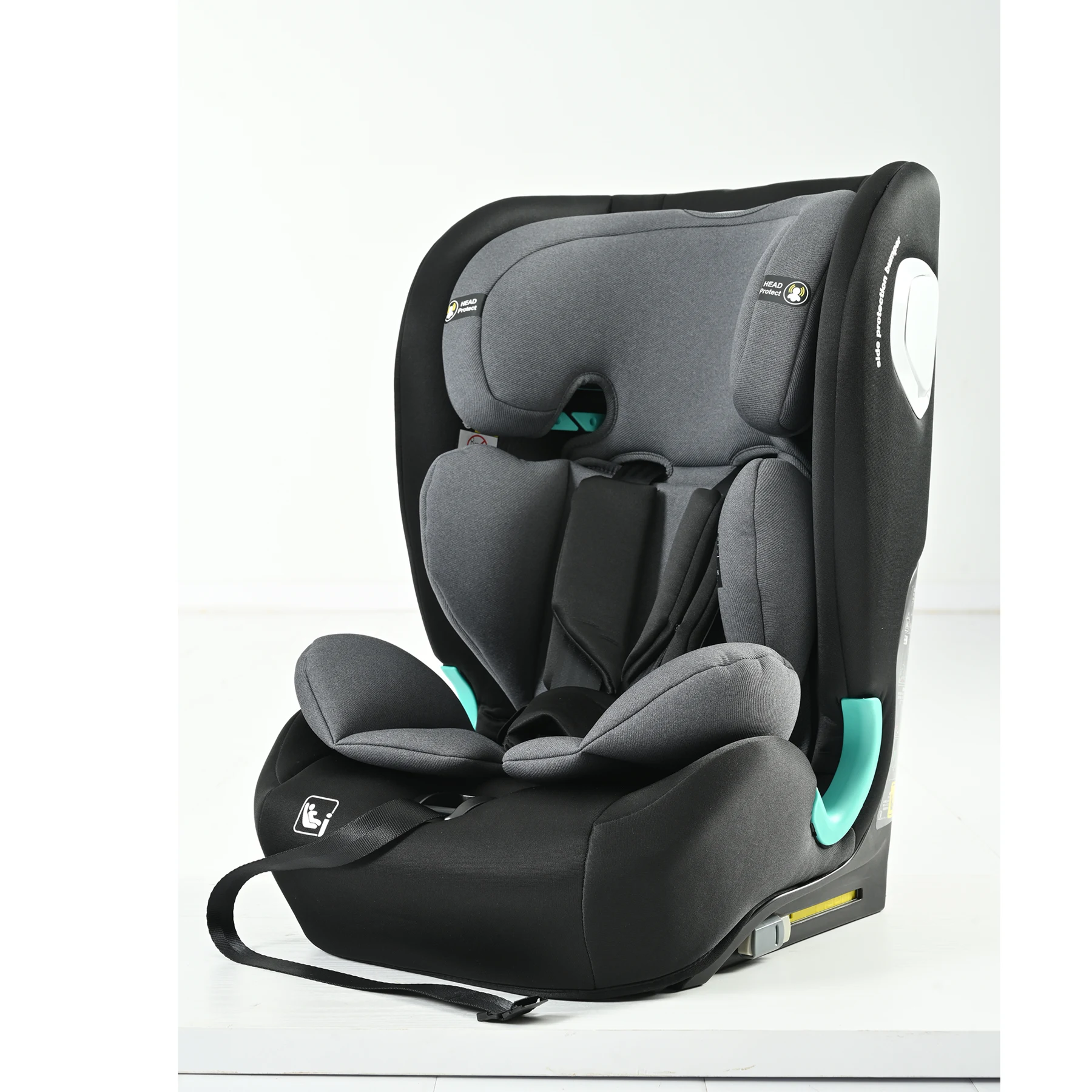【トップテザー】安全基準R129 チャイルドシート ISOFIX 約15ヶ月~12歳 76~150cm ジュニアシート 調節可能 洗える ベビーシート 出産祝い 車【ブラック+ダークグレー】