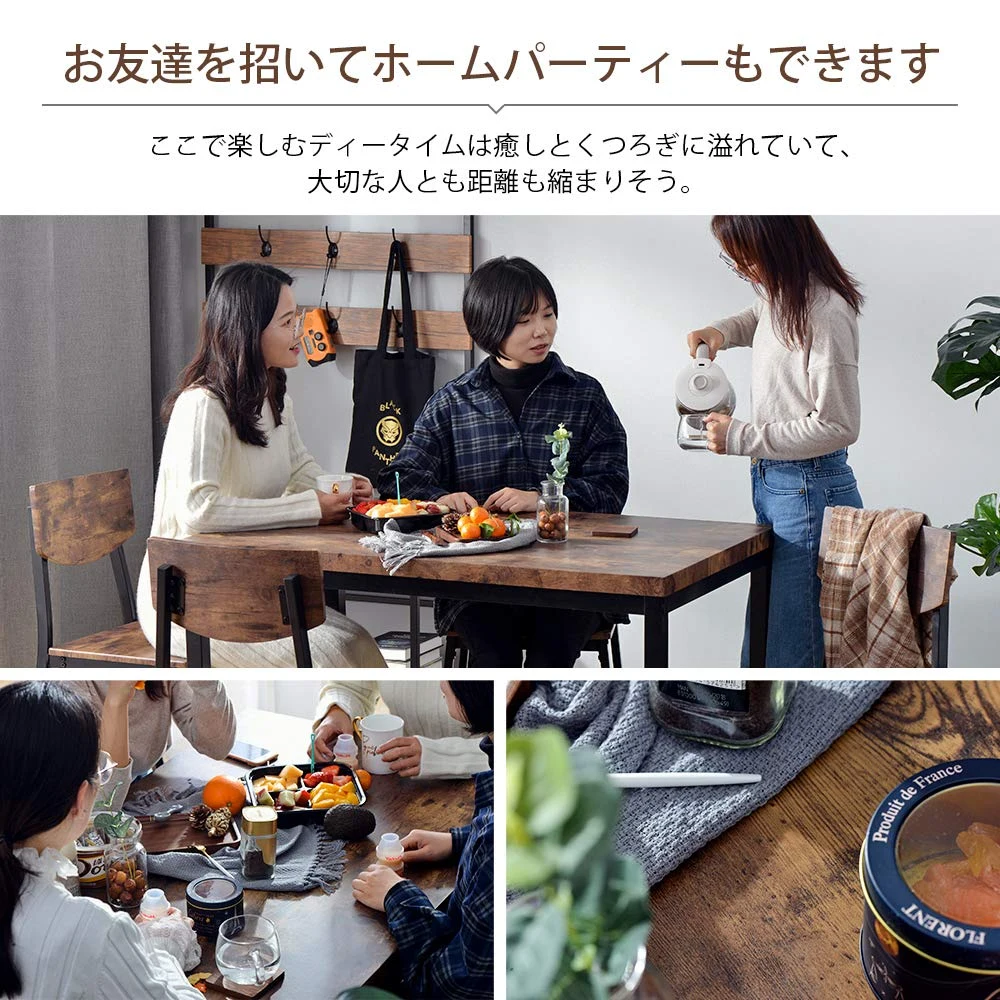 ダイニングセット 4人掛け 二人用 四人用 四角いテーブル チェア 5点セット 木目調 おしゃれ 幅110cm 長方形 ナチュラル
