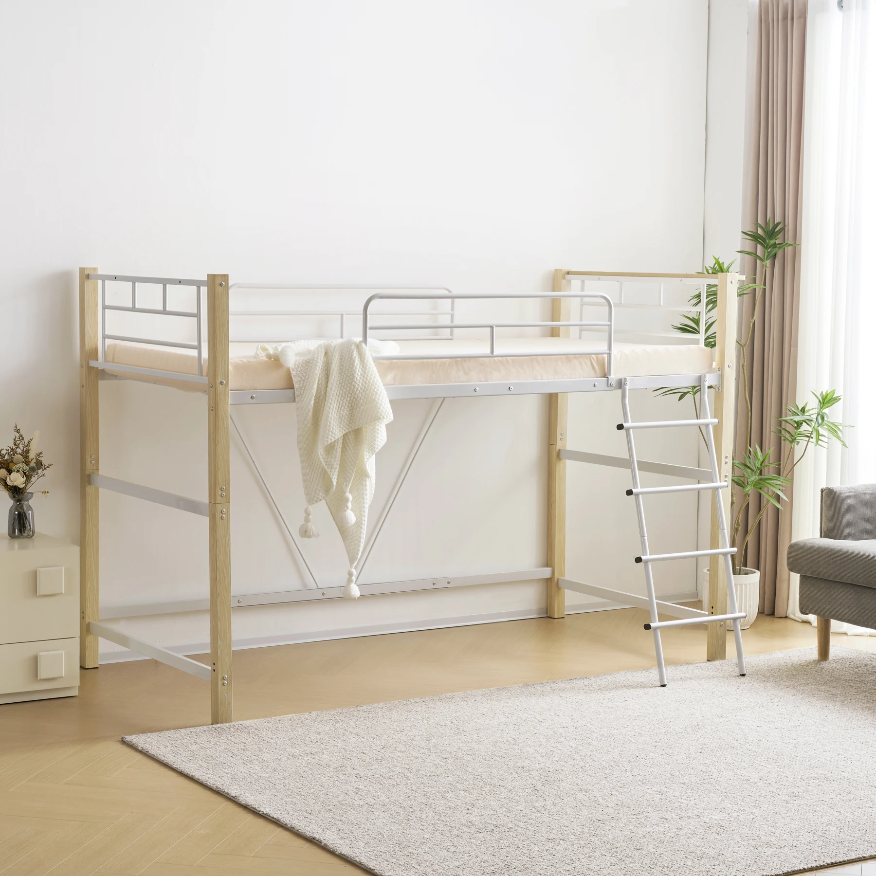 【高さ130cm】ロフトベッド パイプベッド シングル 耐荷重150kg 高さ130cm システムベッド ロータイプ ミドルタイプ 棚 収納 北欧風 大人 一人暮らし 送料無料 スチール 耐震 ベッド 子供部屋