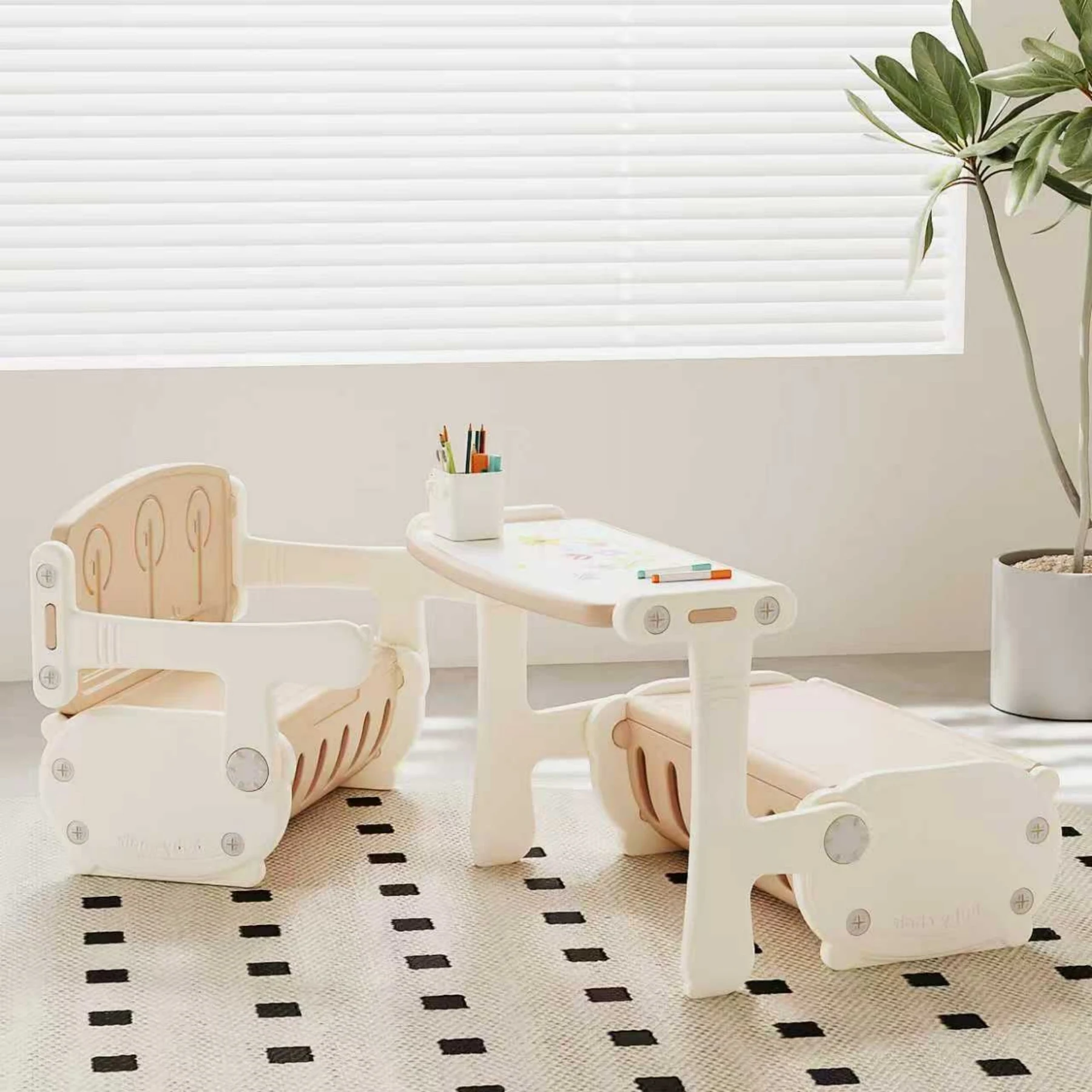 一体式デスク&チェア 子供用テーブル テーブルセット キッズデスク キッズチェア 子供机 学習デスク 机 幼児机 学習机 収納付き キッズテーブル 子供チェア キッズデスク プレゼント 1~6才