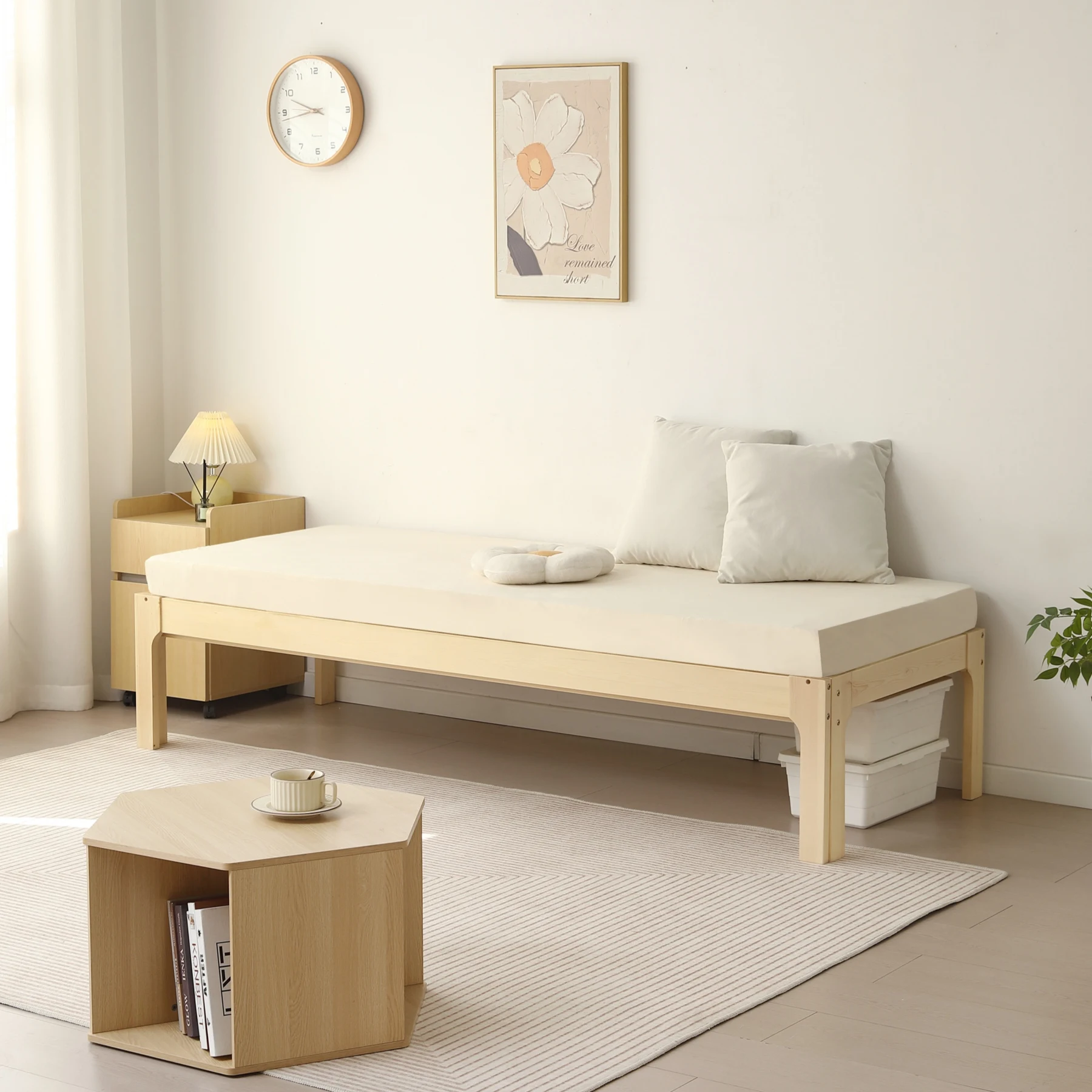【幅140cm】ソファベッド ディベッド 木製 伸長式ベッド ダブル D 2way パイン材 フレームのみ すのこ シングル セミシングル セミダブル SS~D