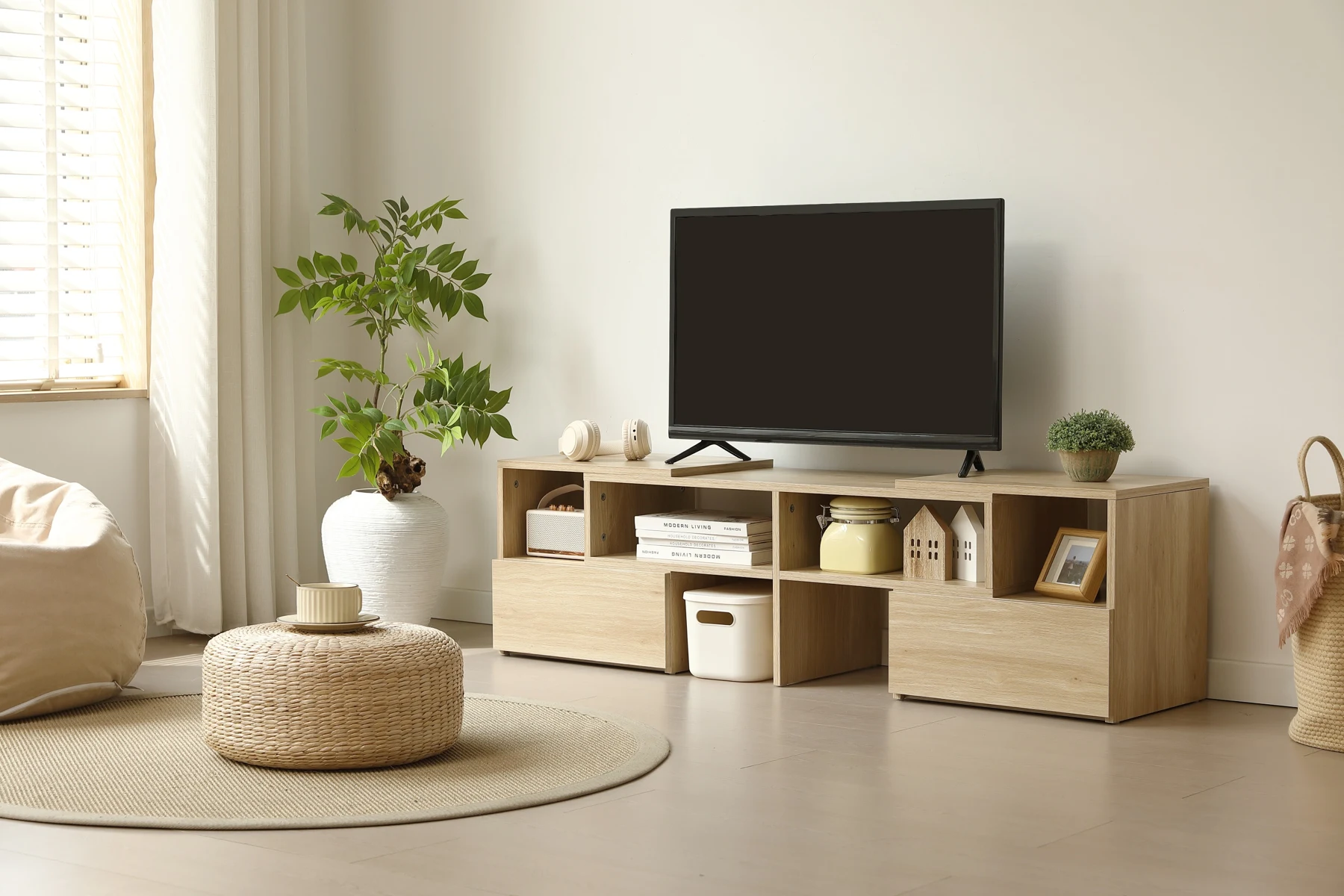 テレビ台 ローボード コーナーテレビ台 伸縮自由 幅93~172cm 高さ38cm 引き出し付き テレビボード テレビラック リビングボード おしゃれ 北欧 L字収納 TV台L字 TVボード コーナー収納ロータイプ 棚 シンプル スリム 大容量