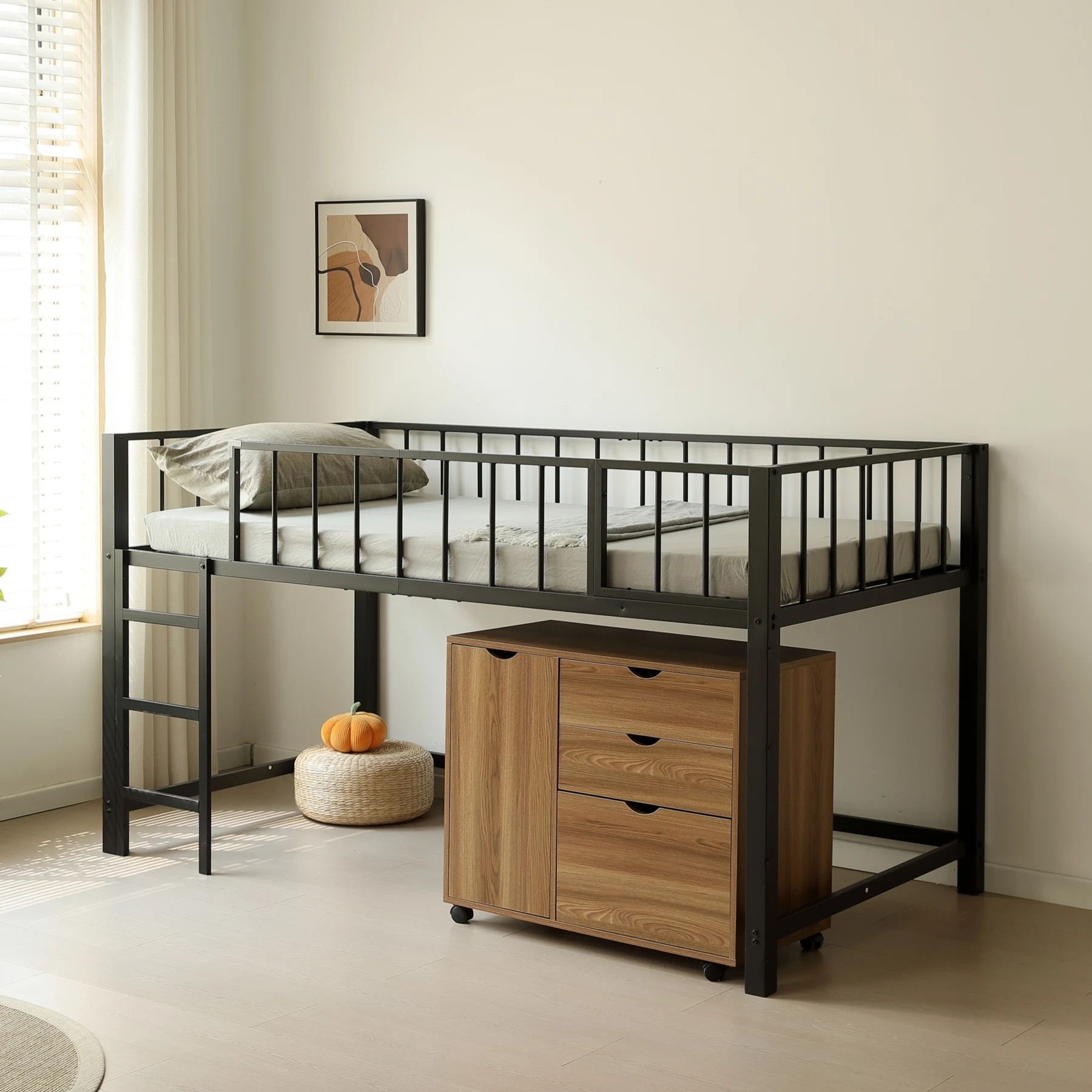 ロフトベッド パイプベッド シングル 高さ110cm ロフトベッド ロータイプ 左右入れ替え 子供ベッド シングルベッド 下収納 ロフト ベッド 省スペース スチール