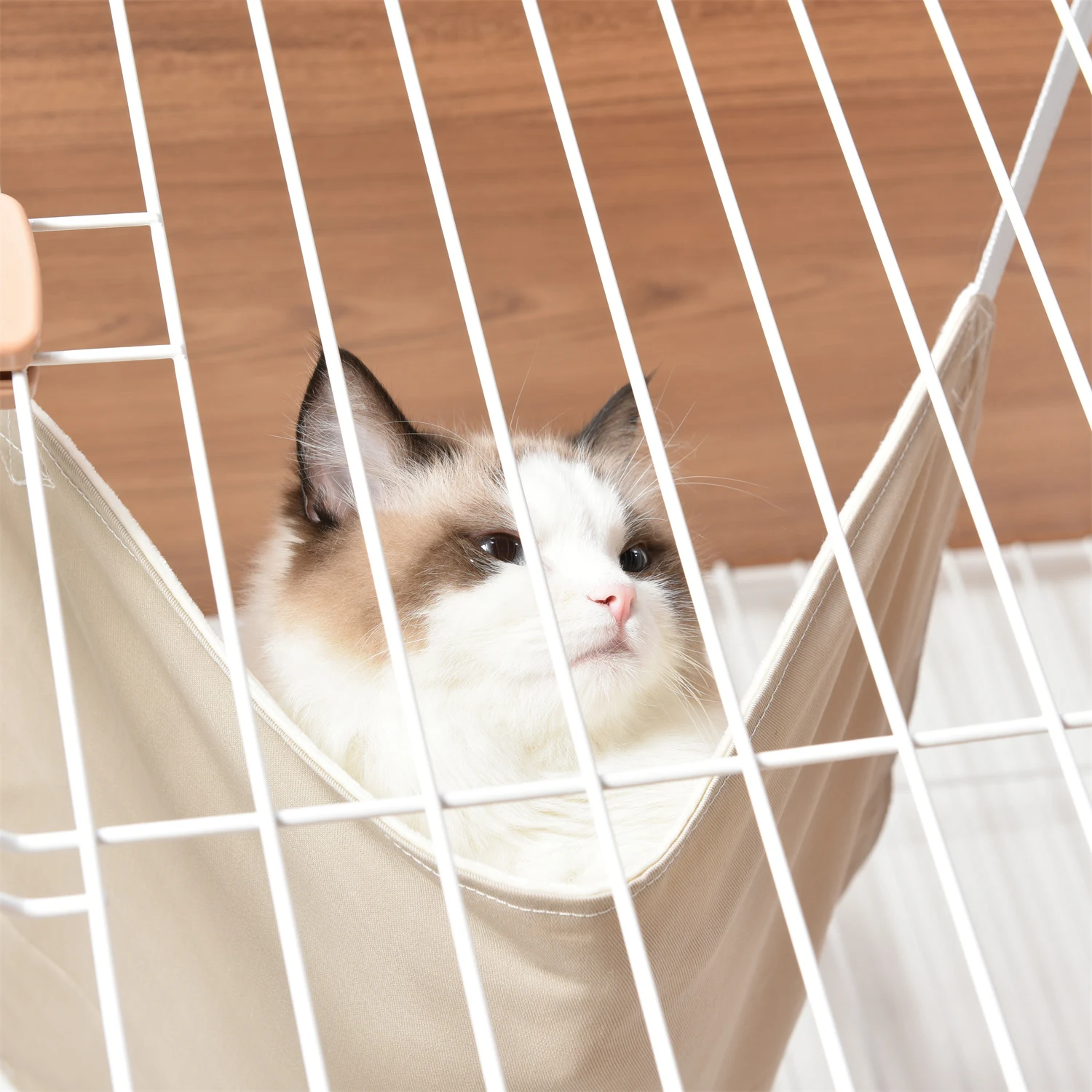 猫 キャットケージ ケージ 木製 キャットハウス ネコ ハウス 留守番 保護 脱走防止 多頭飼い 多頭 スチール 三段 (ナチュラル)