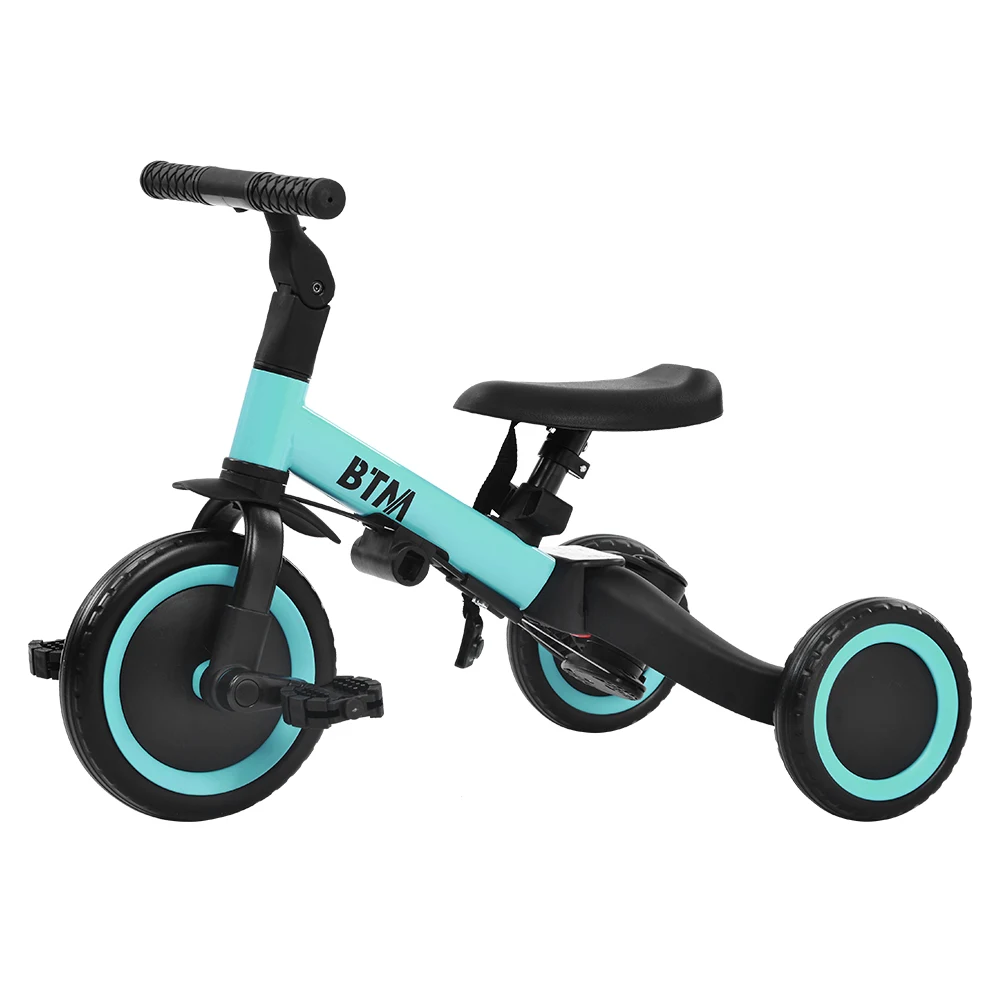 子供用三輪車 ピンク 4in1 三輪車のりもの 押し棒付き 自転車 おもちゃ 乗用玩具