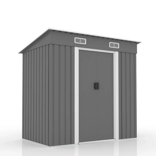 【 TYPE B グレー】物置 屋外 大型 倉庫 大型物置 戸外収納庫 物置 防水/耐侯 収納可能 ガーデン/庭/田畑/農場 頑丈 大容量 スチール　引き戸　補強フレーム付き 換気口付き 床なし