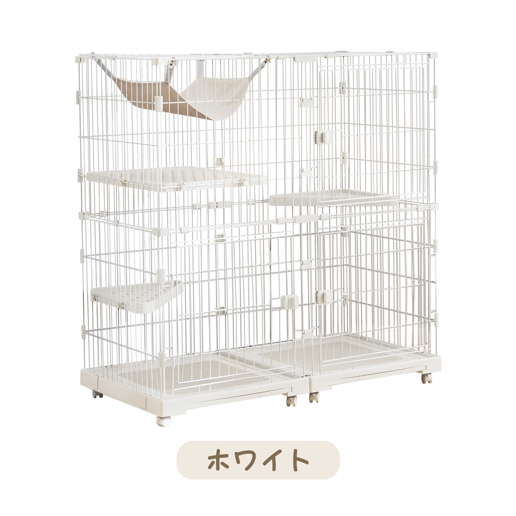 【2025年新仕様】猫 ケージ キャットケージ 2段 幅広設計 自由組み合わせ ハンモック付き 大型 猫ゲージ 高級感 おしゃれ キャットハウス ネコ ハウス 多段 留守番 保護 脱走防止 多頭飼い 多頭 スチール 【グレー】