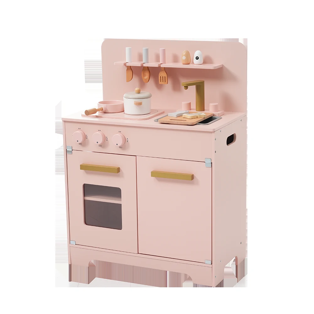 おままごと キッチン 木製 調理器具付き ままごとセット 誕生日 台所 知育玩具 子供用 子供 収納 まねっこ コンロミニキッチン おもちゃキッチン キッズ ベビー 【ピンク】