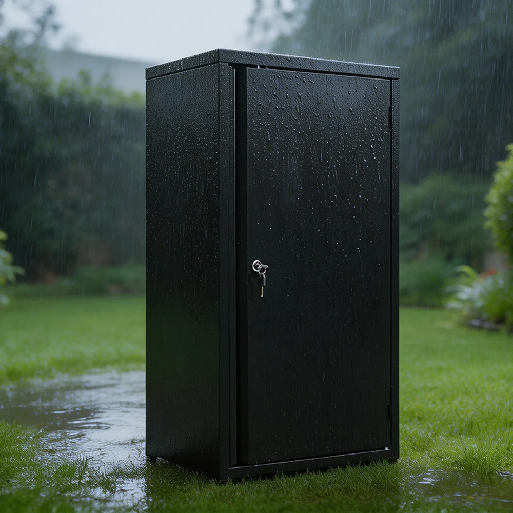 【ホワイト】物置 収納庫 屋外 倉庫 室外収納庫 鍵付き 屋外収納キャビネット 可動棚付き 物置き台 防錆 高耐候性 コンパクト 軽量