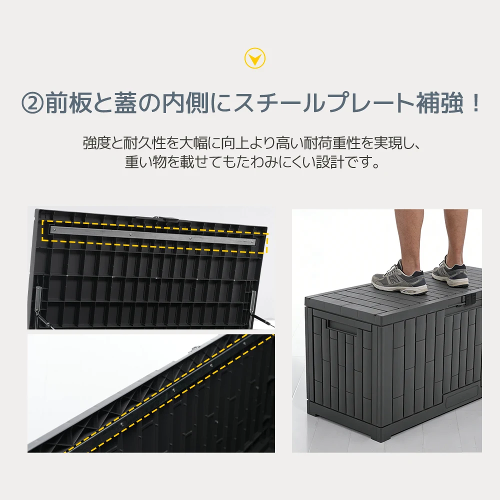 【グレー 120L 45*54*56cm】戸外収納庫 レンガ調 収納ボックス 置き配 ゴミ箱 小型 屋外 ストッカー 防水/耐侯 収納可能 ガーデン/庭/ベランダ 頑丈