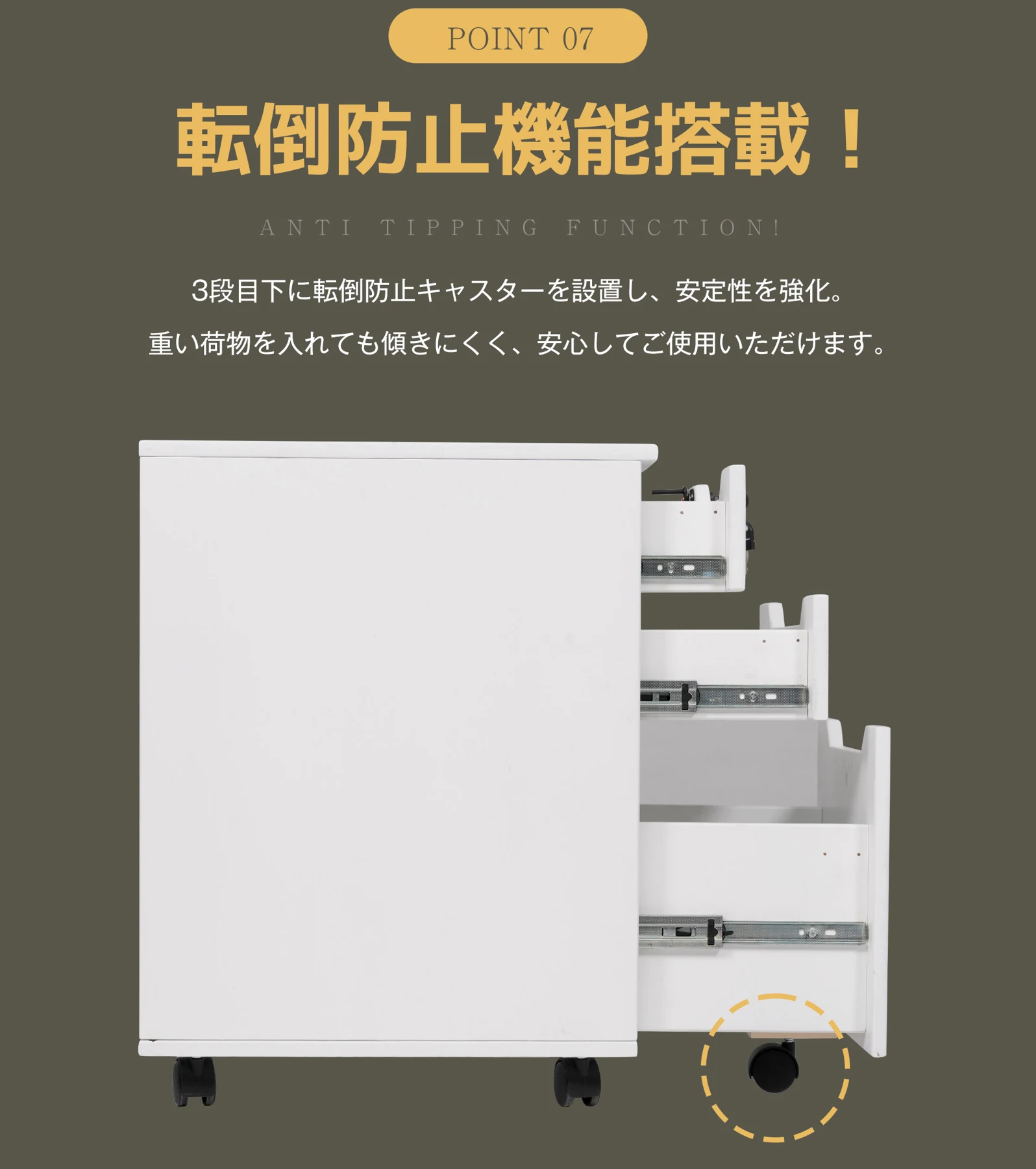 【人気商品】デスクワゴン サイドワゴン ラック 鍵付き キャスター付き 脇机 オフィス ホワイト