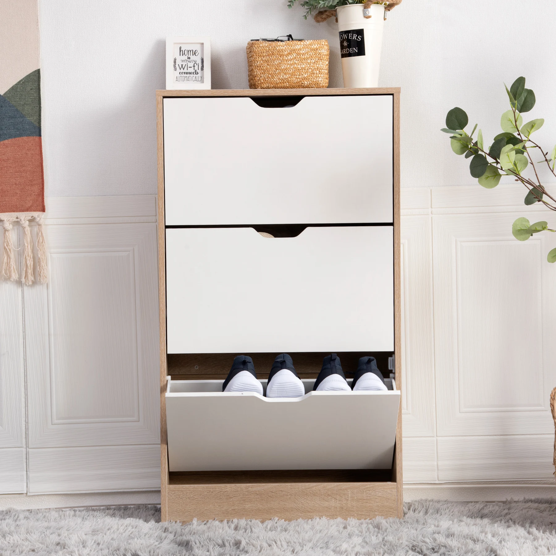 【人気商品】下駄箱 3段 シューズラック 玄関収納 引き出し ひとり暮らし スリム 靴収納 ラック 靴収納棚 おしゃれ