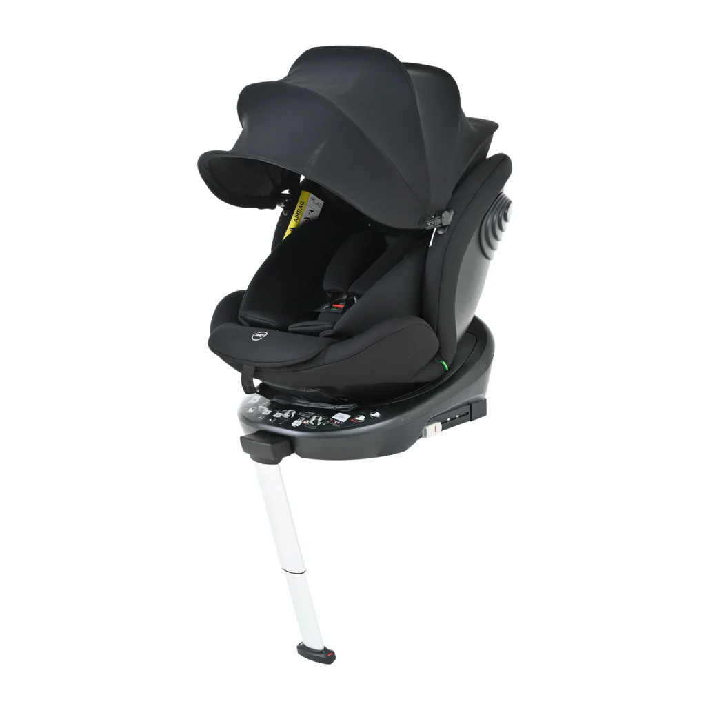 【サポートレッグ】新安全基準R129適合 チャイルドシート ISOFIX 360度回転 0-12歳頃 40～150cm 超広いサンシェード ジュニアシート 長く使える 洗える 取付簡単 キッズシート ベビーシート 出産祝い【ブラック】