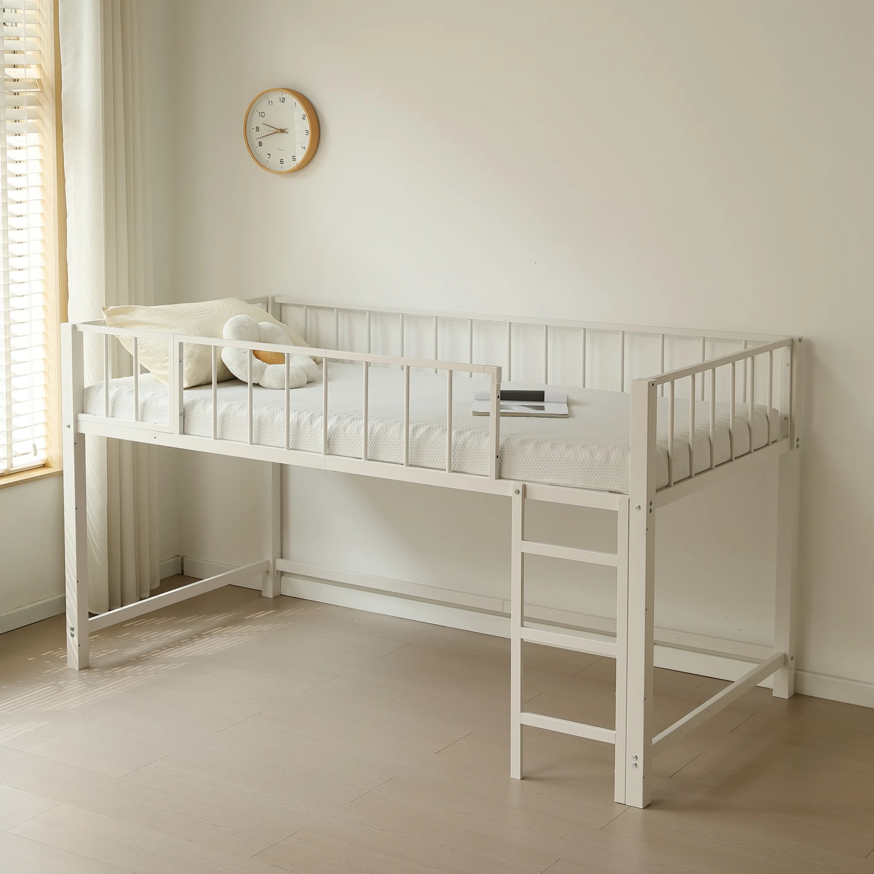 ロフトベッド パイプベッド シングル 高さ110cm ロフトベッド ロータイプ 左右入れ替え 子供ベッド シングルベッド 下収納 ロフト ベッド 省スペース スチール