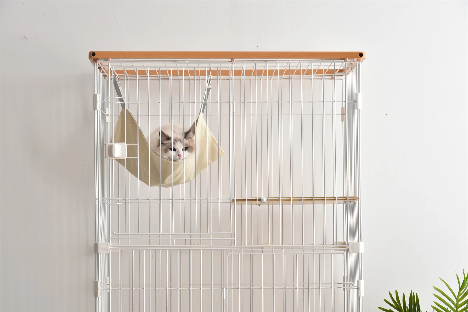 猫 キャットケージ 木製 二段 ナチュラル 1段2段可能 キャスター付 キャットハウス留守番 保護 脱走防止 多頭飼い