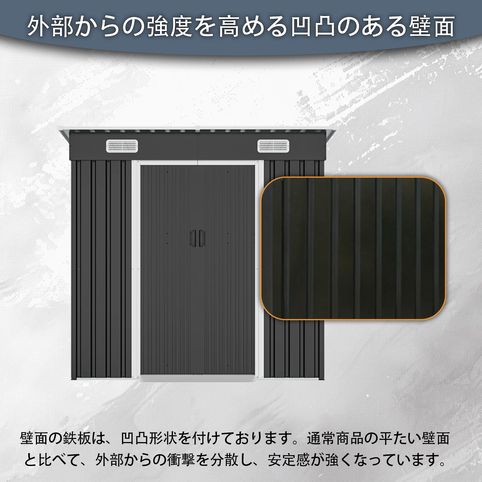 物置 屋外 戸外収納庫 スチール 幅196*奥行き122*高180 引き戸両開きタイプ 換気口付き 防さび ベランダ 防水 ガーデニング 庭