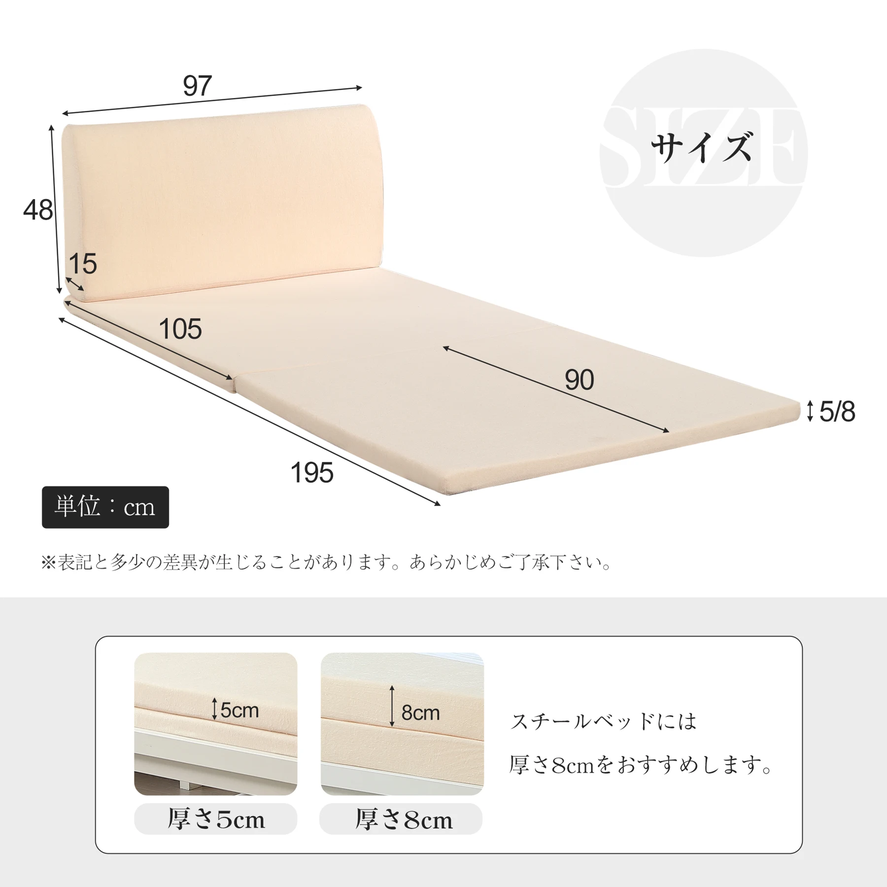【厚さ8cm】高反発マットレス シングル S 分離式 高反発 二つ折り ベッドマットレス ウレタンマットレス ベッド ベッドパッド 97×195cm 高密度 硬め