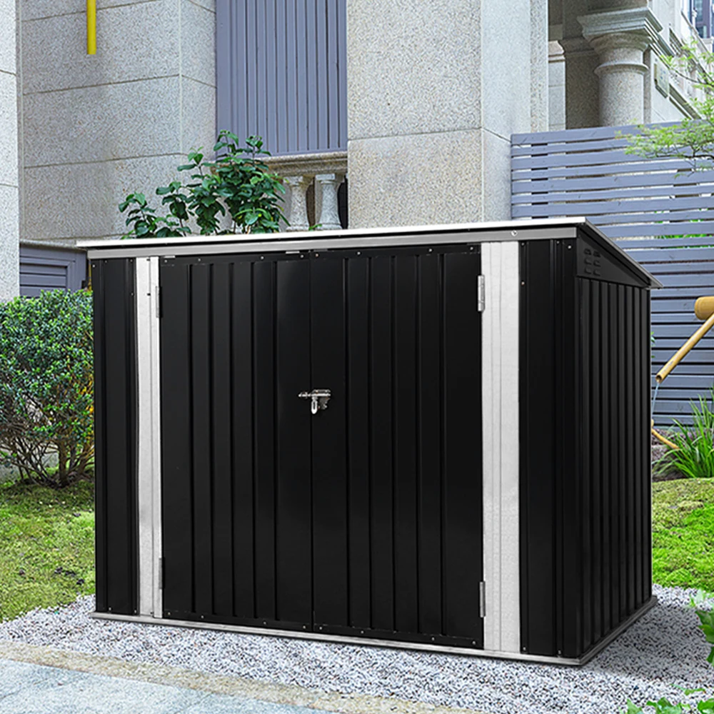 【ブラック】ゴミ箱 屋外収納庫 大容量 大型 屋外ごみ箱 屋外用ゴミ箱 ストッカー 外用 ゴミ箱 ゴミステーション ベランダ 屋外 収納ボックス 金属製